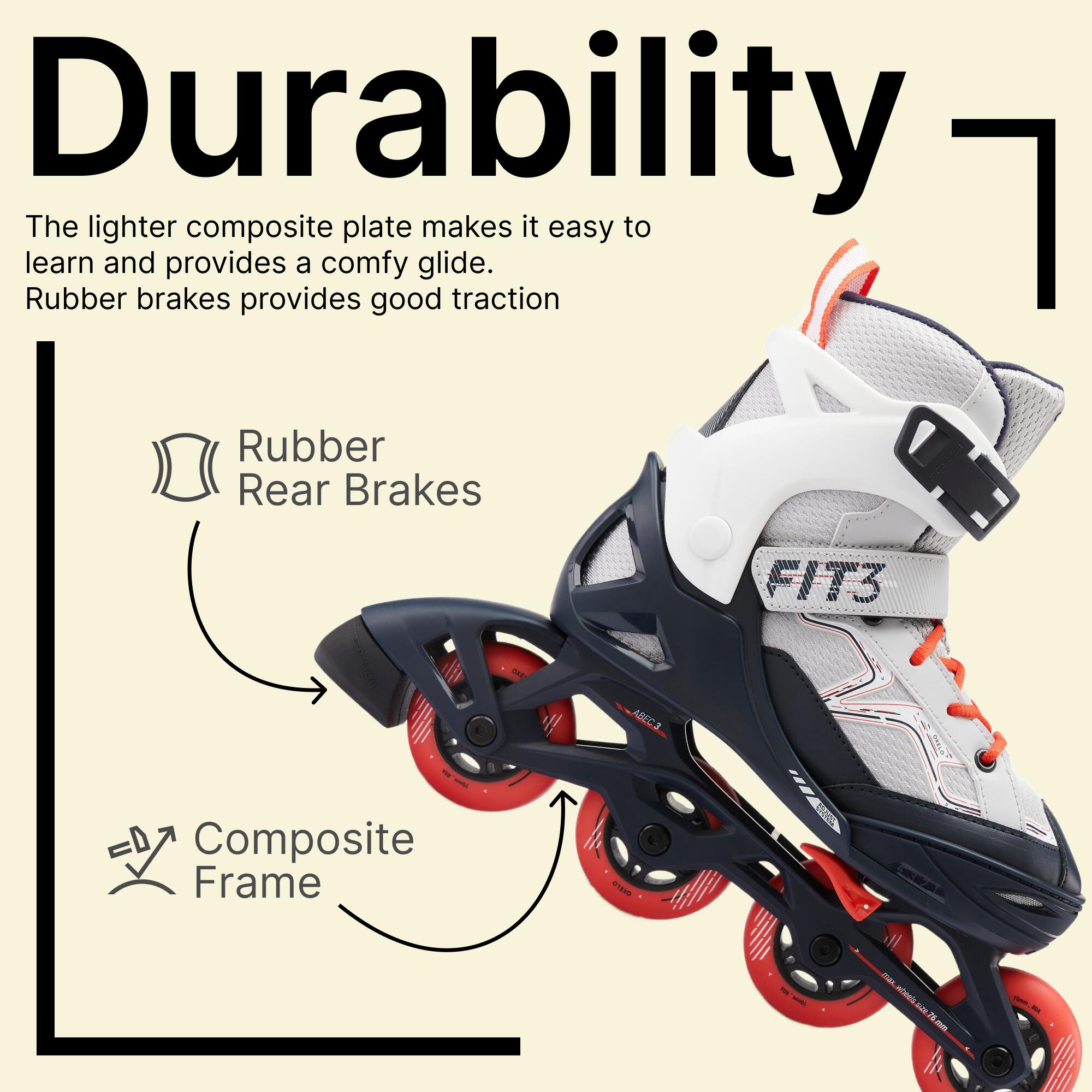 Kids' Inline Fitness Skates Fit3 - Grey/Red