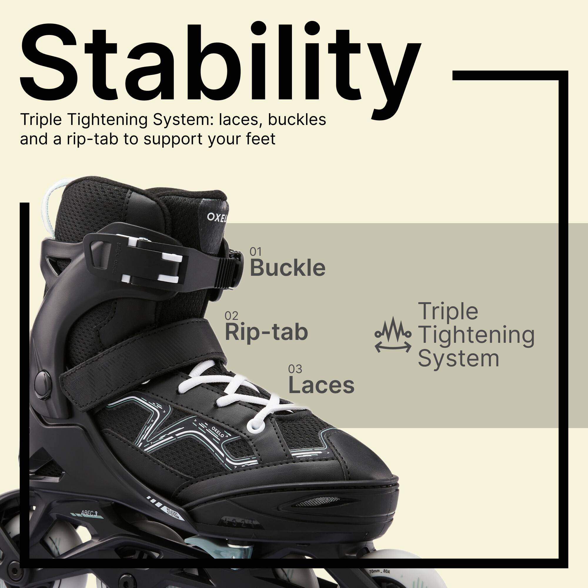 Kids Skating Shoes Inline Fit 3 Black -  3