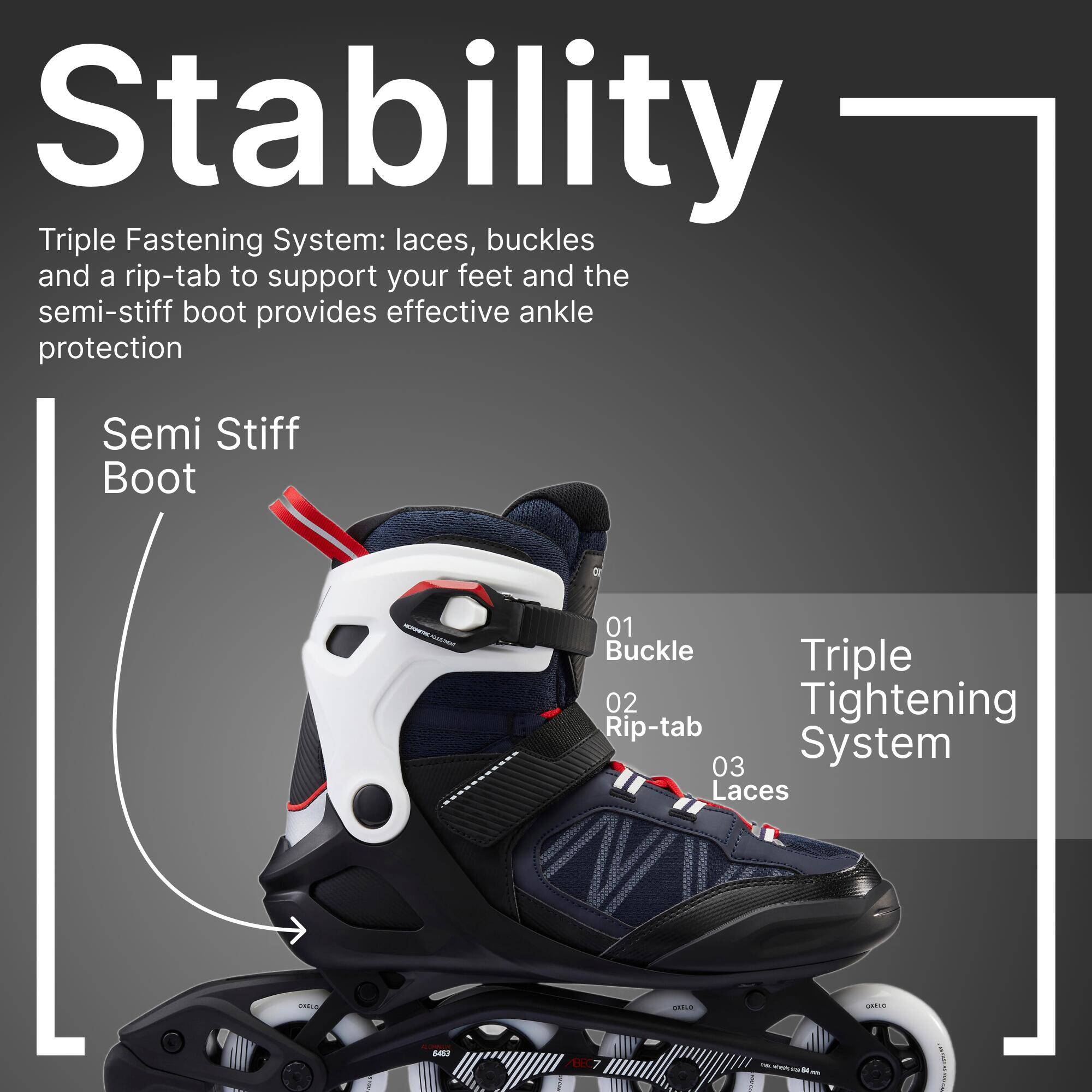 Adult Skating Shoes Inline Fit 500 Blue Black -  3