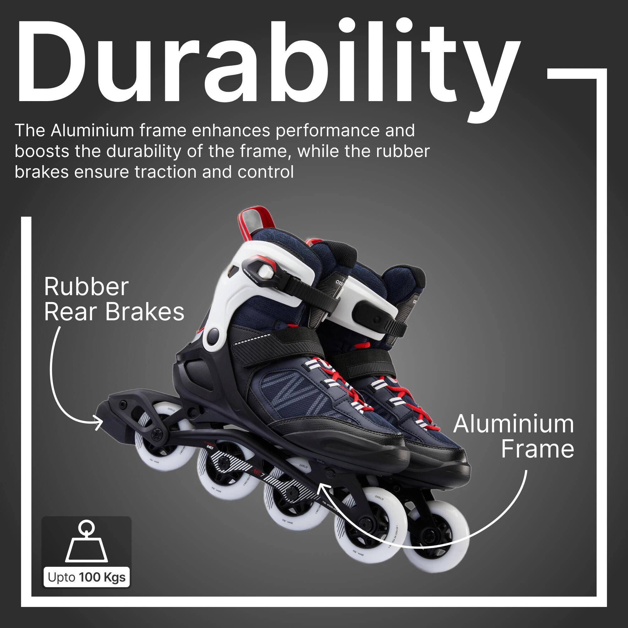 Adult Skating Shoes Inline Fit 500 Blue Black -  4