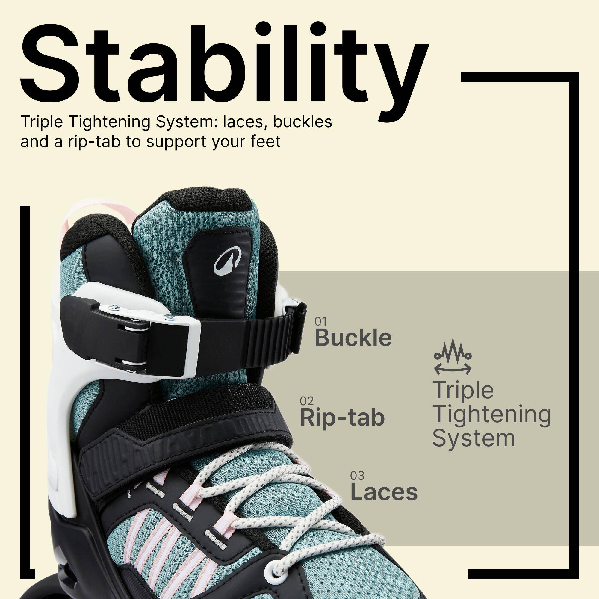 Kids Skating Shoes Inline Fit 5 Green White -  3