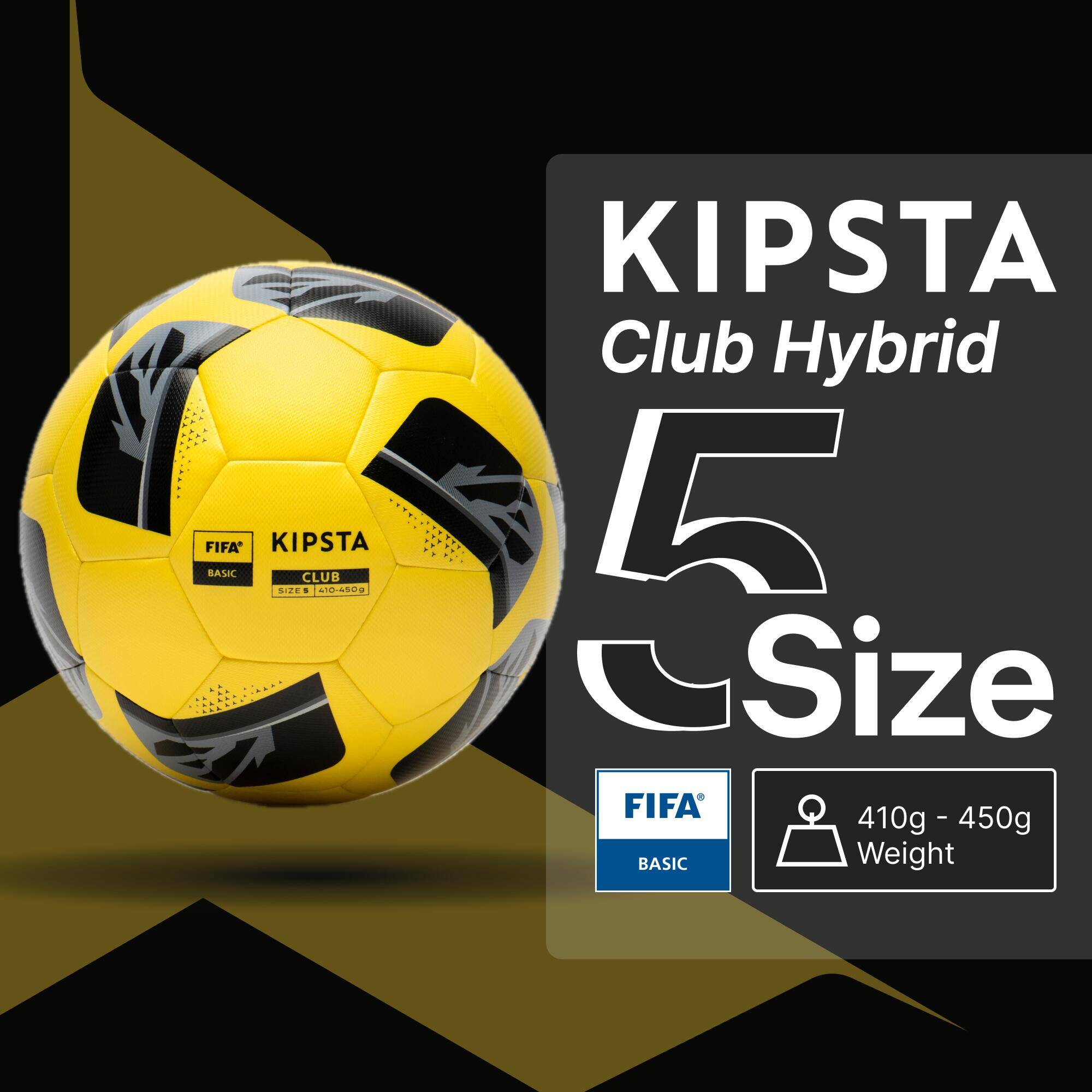 Size 5 FIFA Basic Football Club Hybrid - Yellow -  2