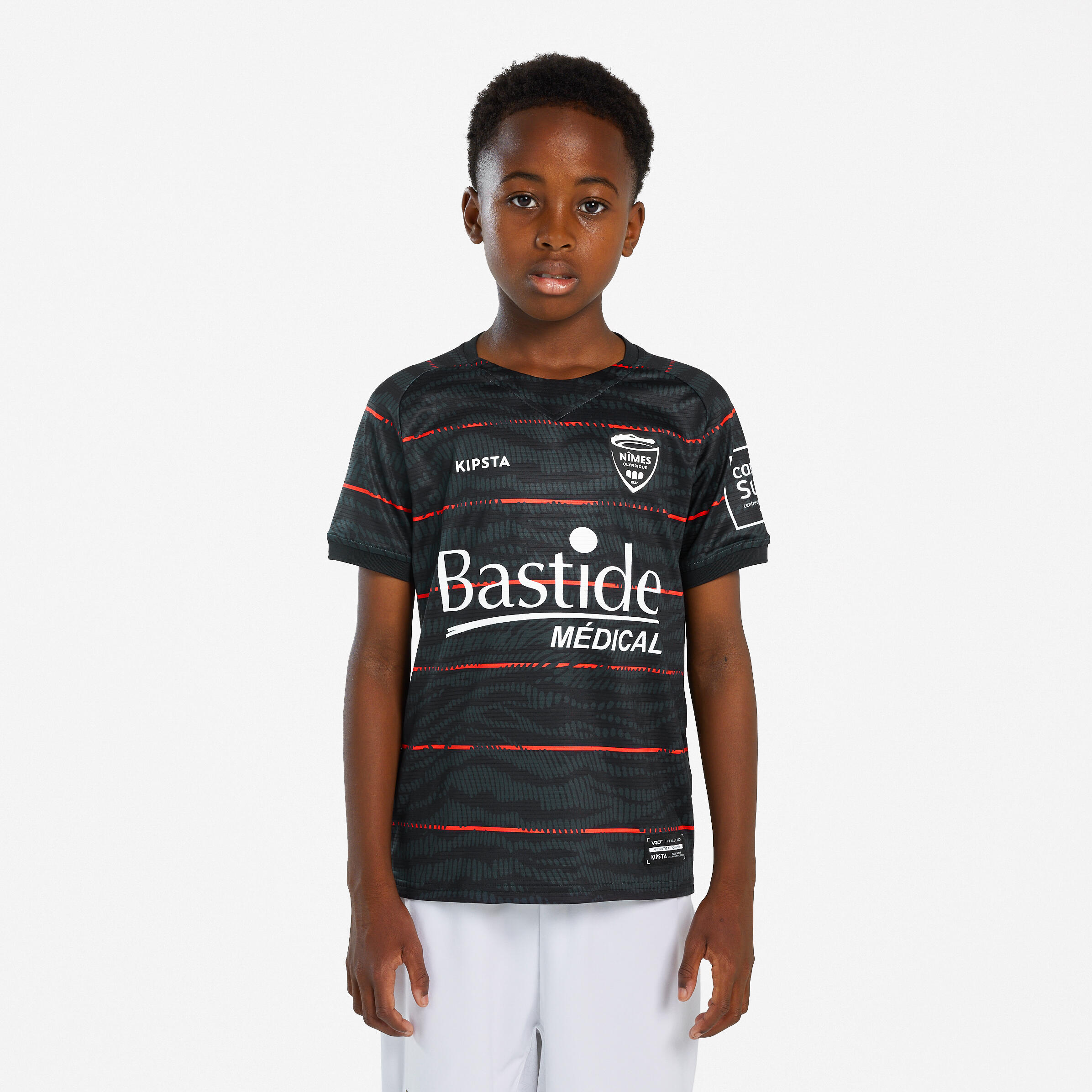 Kids' Official Nimes Olympique Away Football Shirt 24/25 - Black & Red