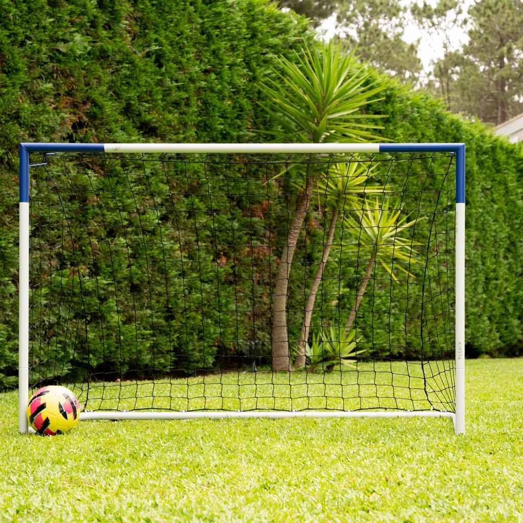 6x4ft Medium Metal Football Goal - White/Blue
