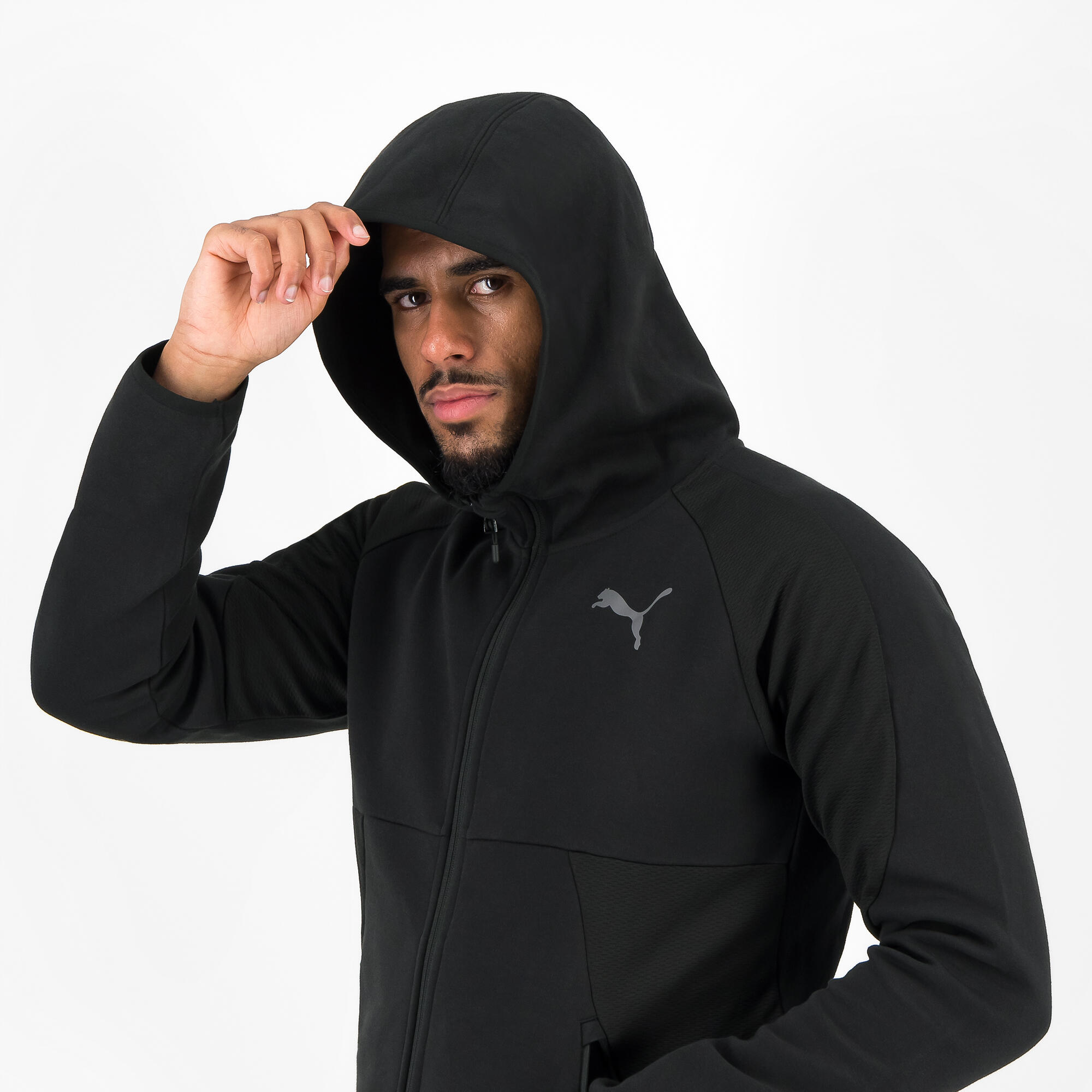 Men's black zip-up hoodie PUMA Active