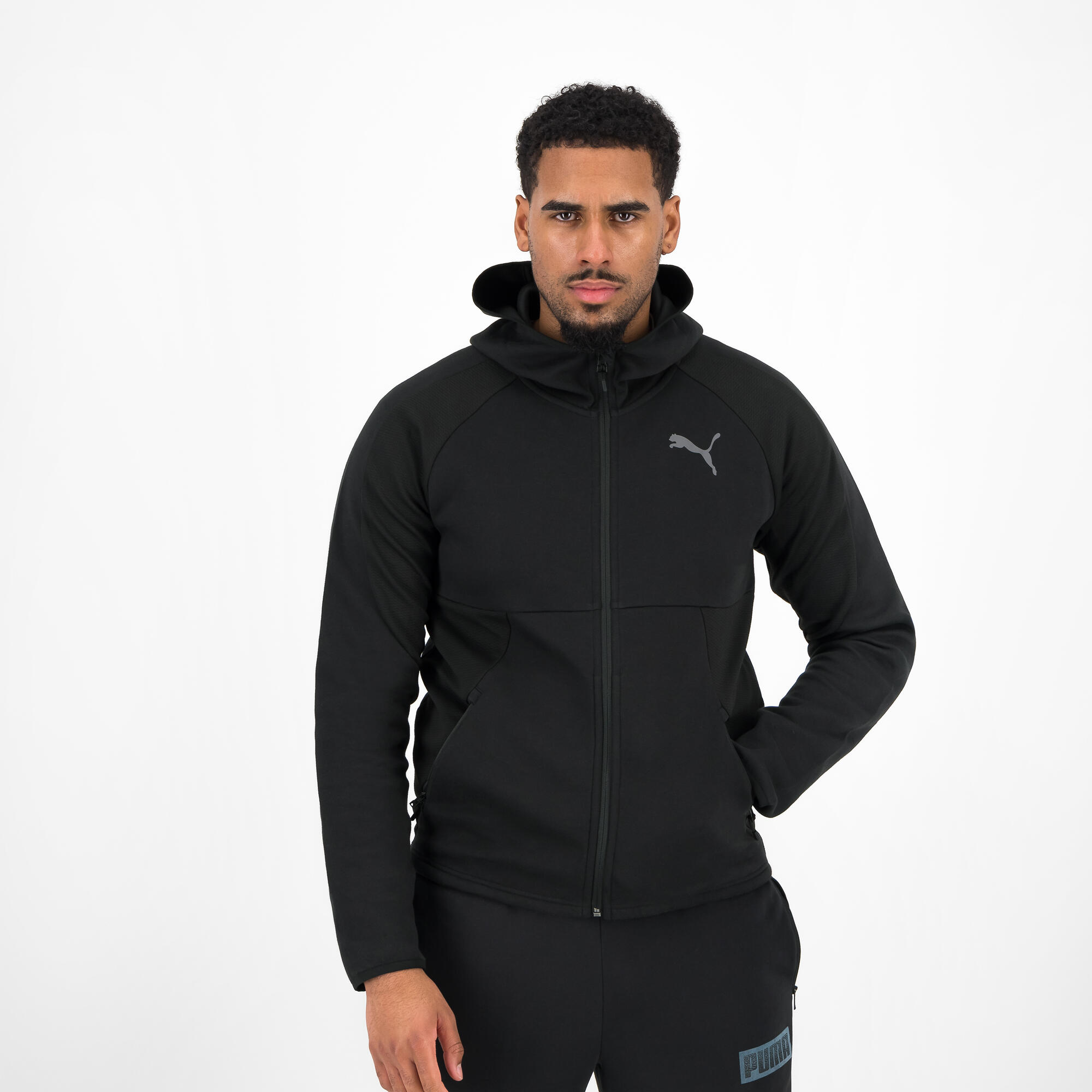 Men's black zip-up hoodie PUMA Active