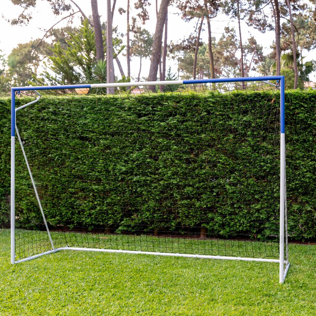 10x6ft Large Metal Football Goal - White/Blue