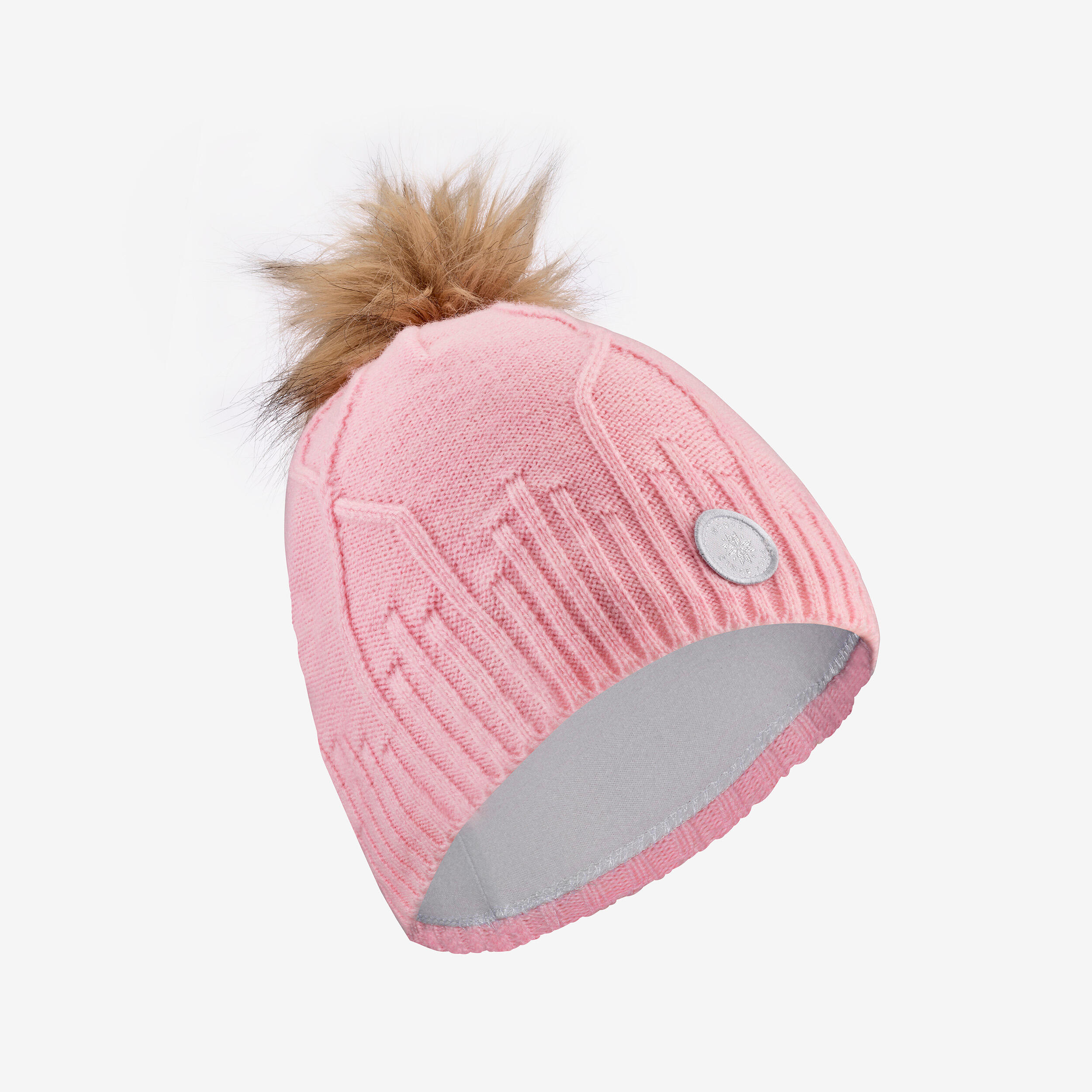 Cappello in maglia a cavo Adule - pelliccia rosa vergine