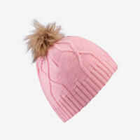 Adult Virgin Fur Cable-knit Hat - Pink