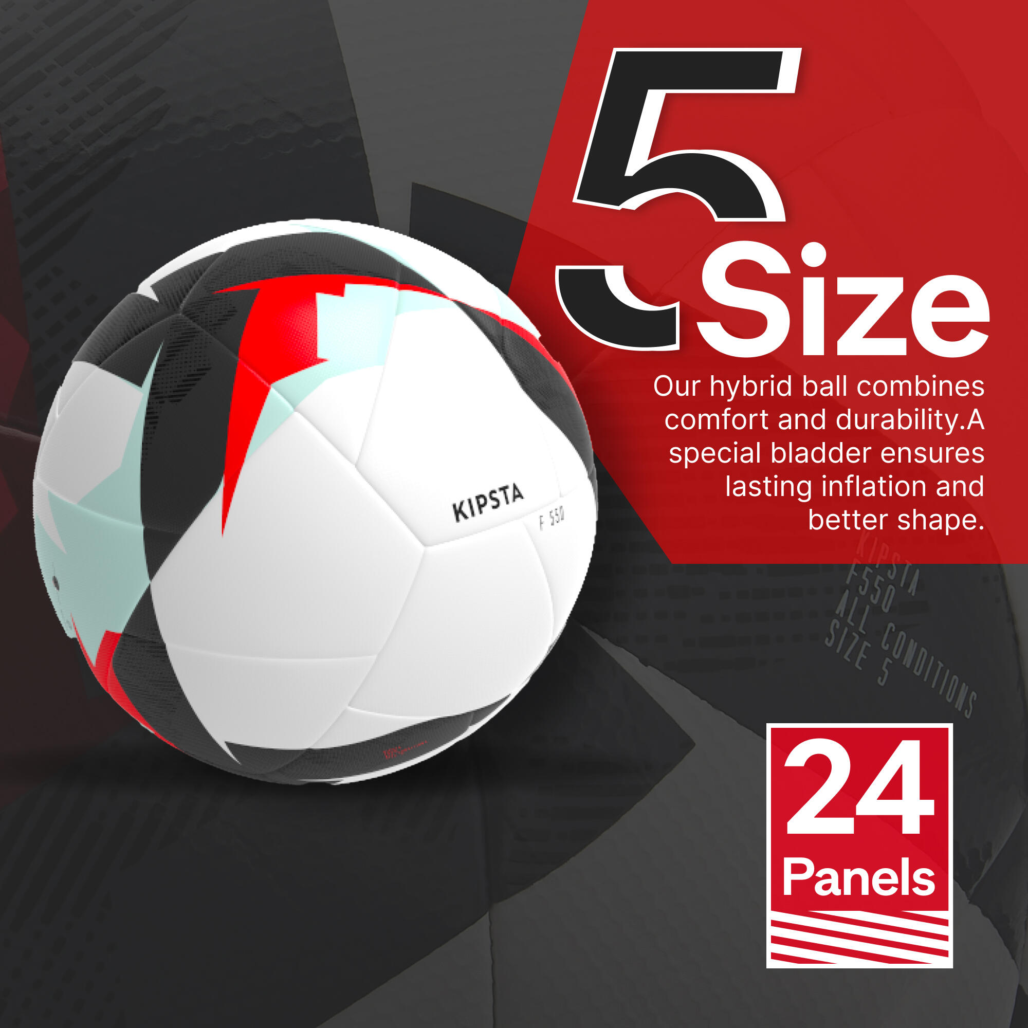Football Ball Match Size 5 FIFA Basic F550 White Red