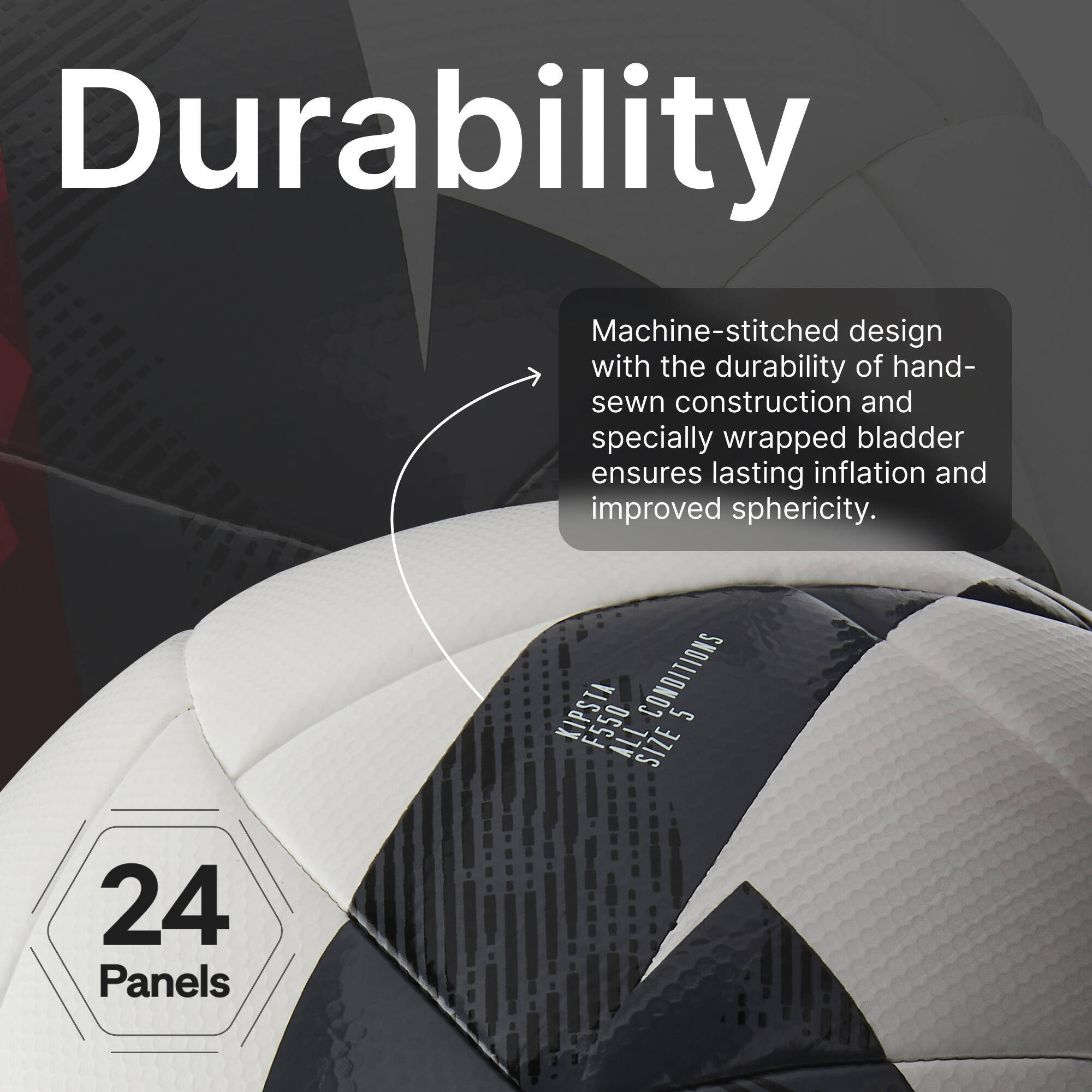 Football Ball Match Size 5 FIFA Basic F550 White Red -  3