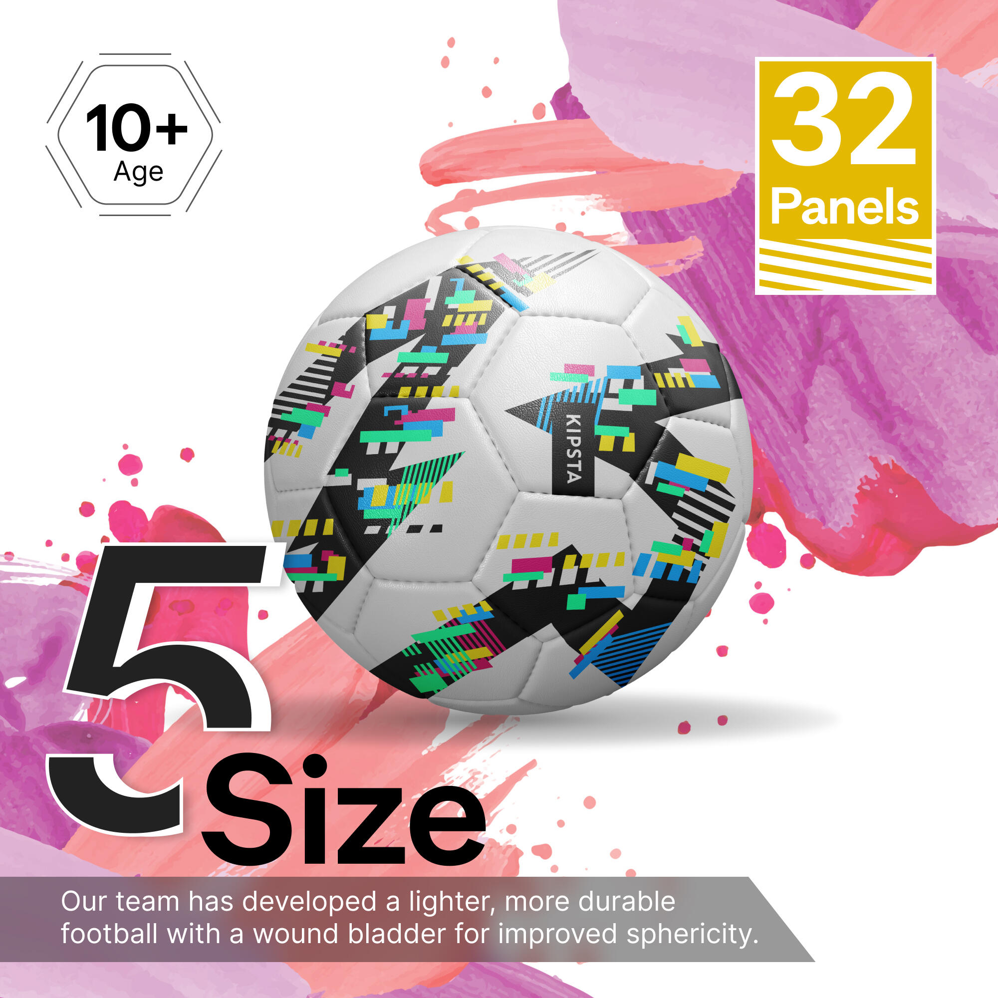 Football Kids Learning Ball Size 5 White Black