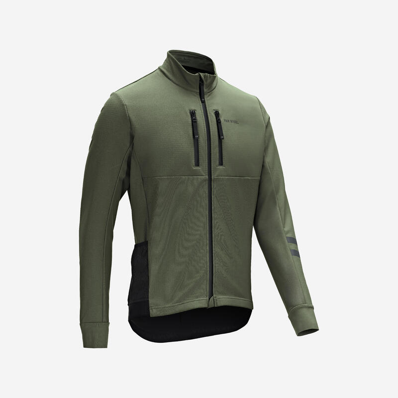 Chaqueta Ciclismo Carretera Endurance Hombre Negro Verde Invierno