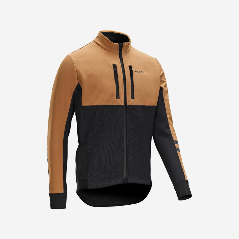 Veste vélo route hiver homme endurance noir/marron