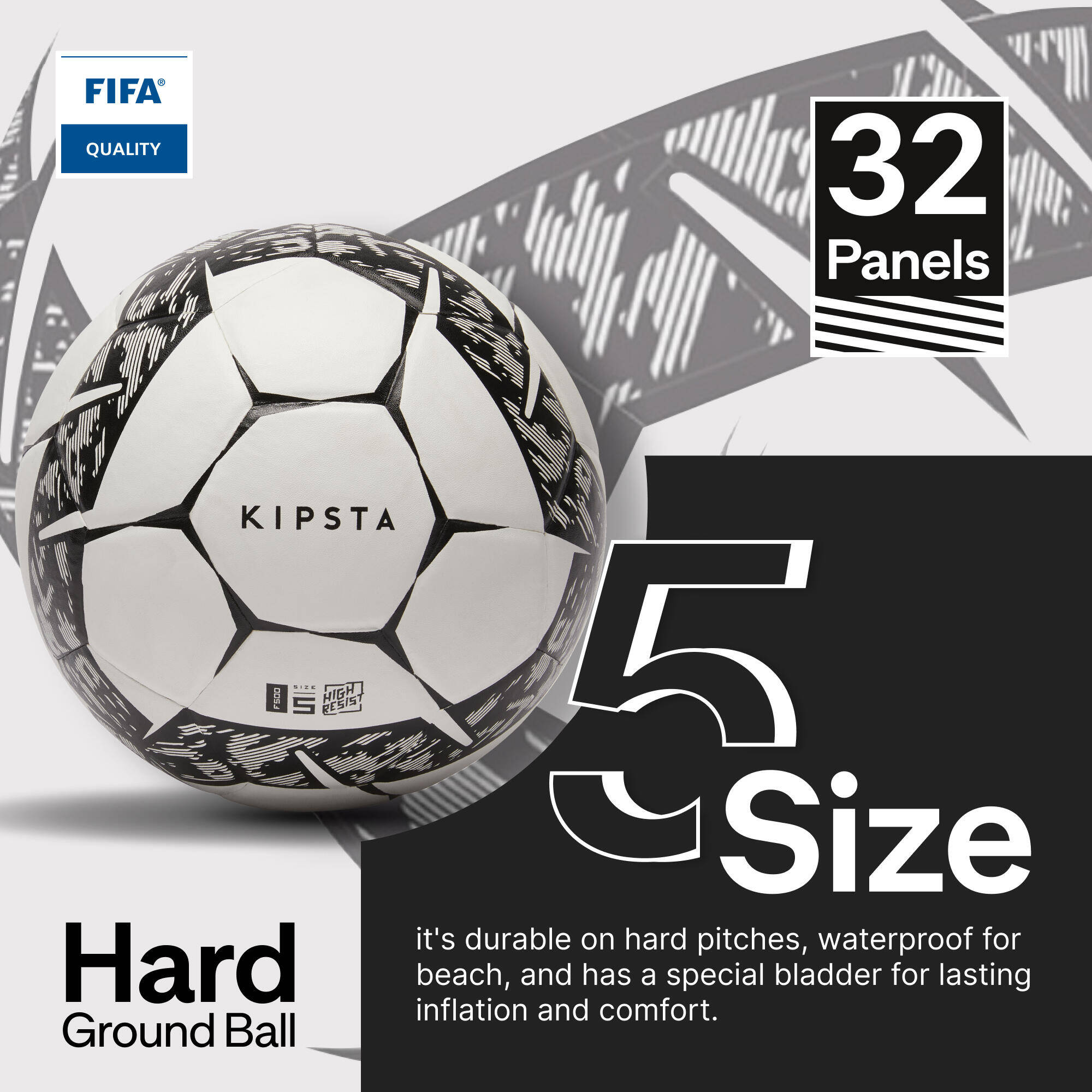Football Ball Hard Ground F500- Size 5 -  2