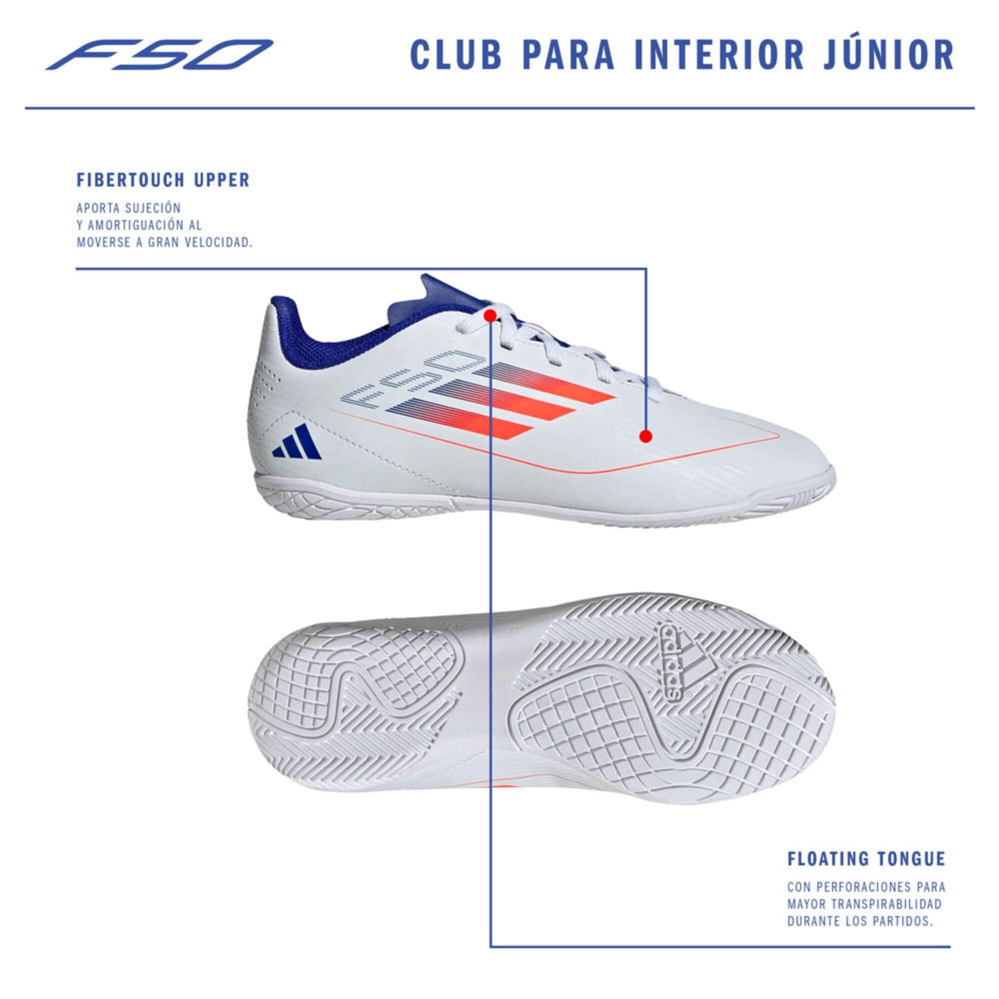 adidas F50 Club Futsal Bambino Bianco