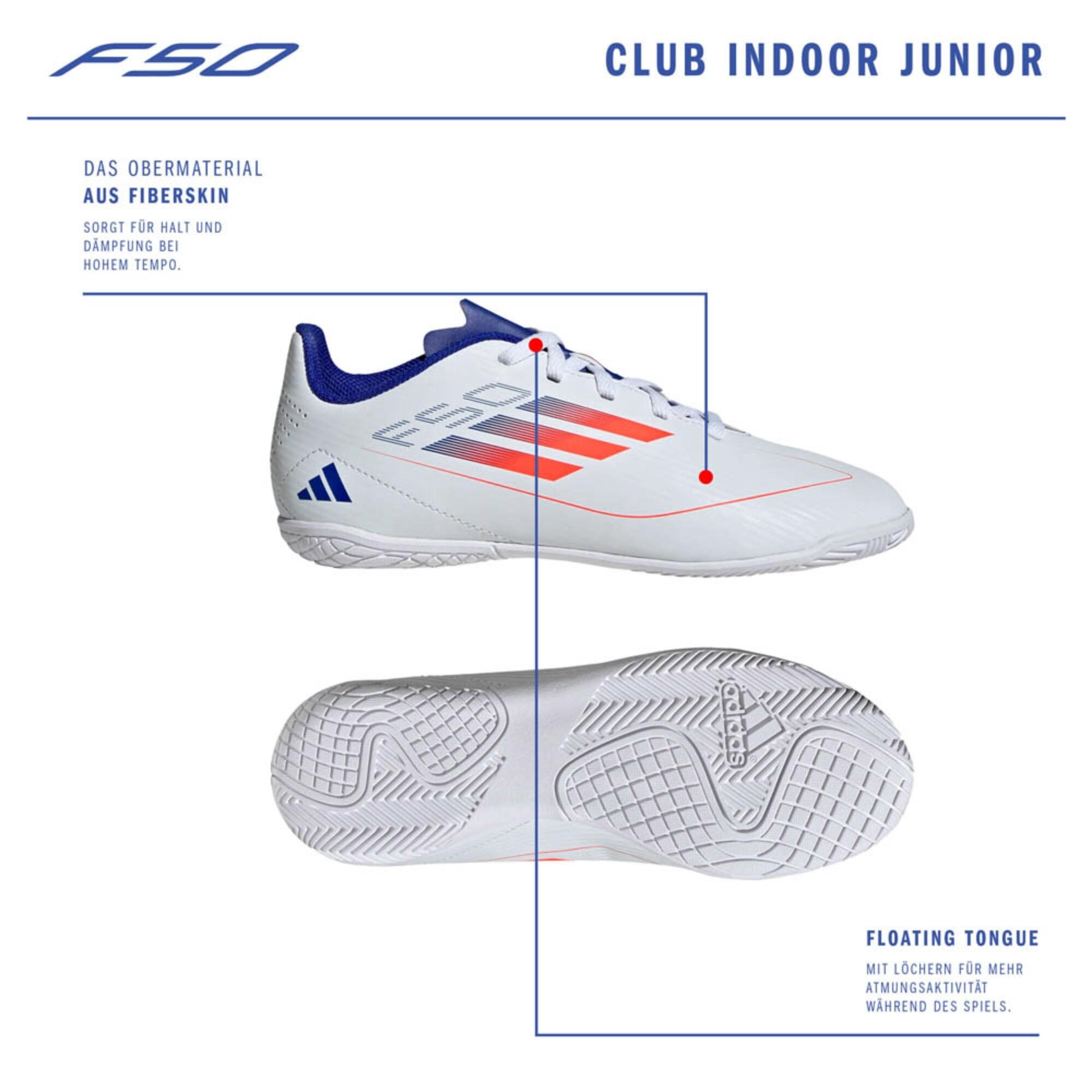 adidas F50 Club Futsal Bambino Bianco