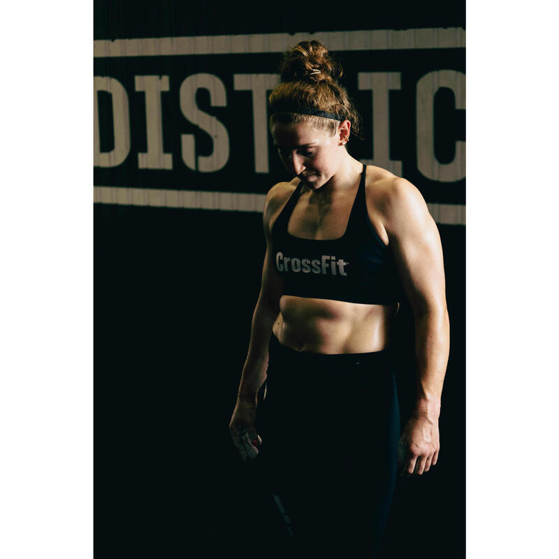 Bustieră Crossfit® Susţinere medie Negru Damă