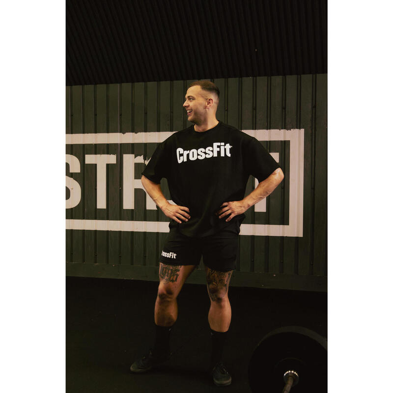 T-shirt voor crossfit® oversize uniseks zwart