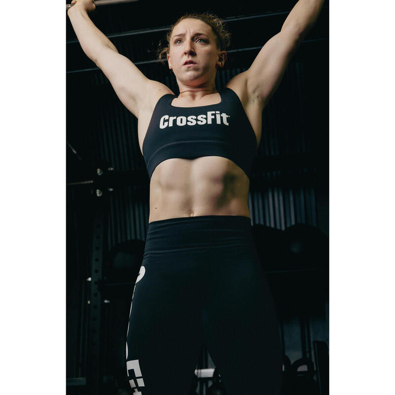 Top de CrossFit® Suporte Médio Mulher Preto