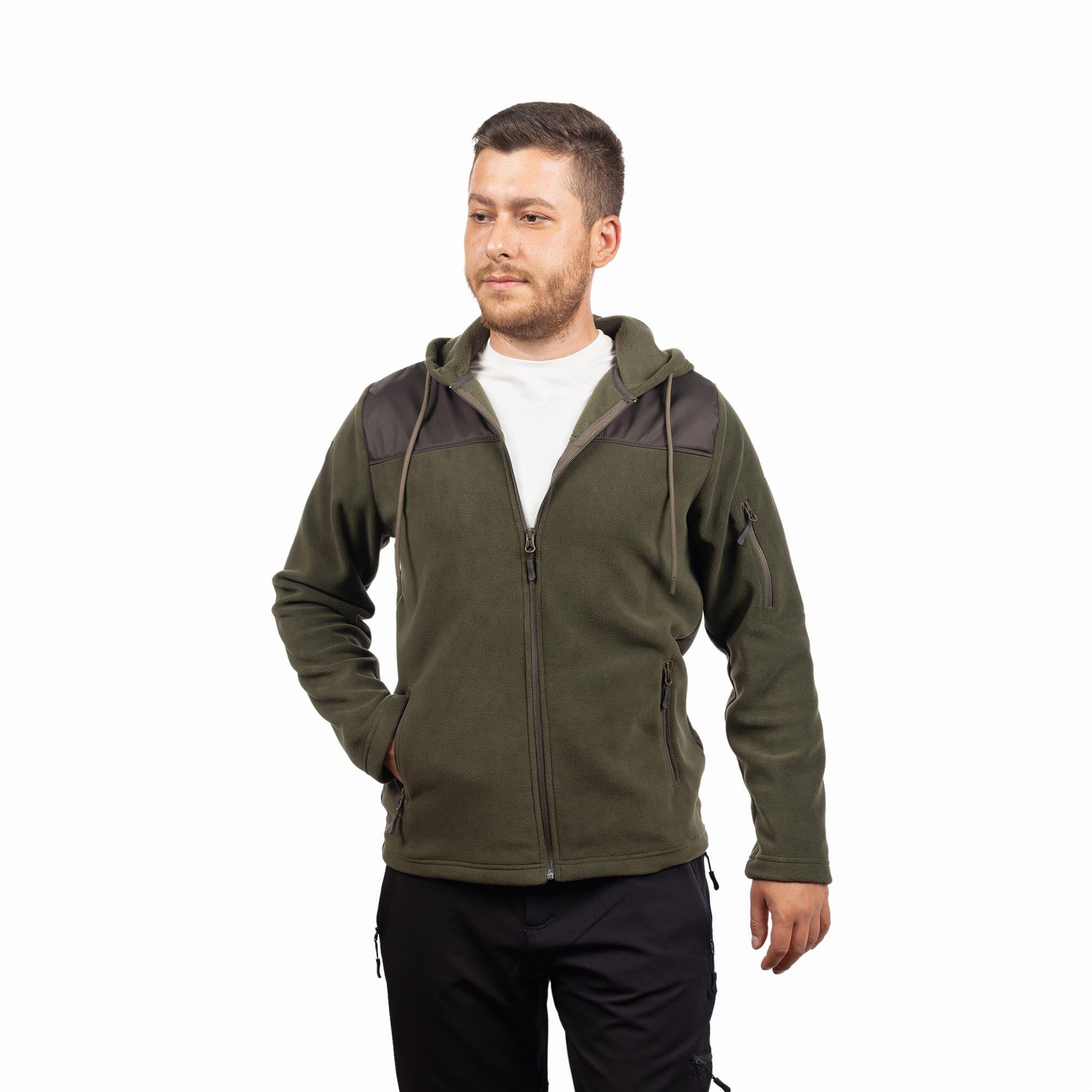 HUGLU Erkek Ses Çıkarmayan Polar Hırka - Haki - Avcılık Ve Doğa Gözlemi