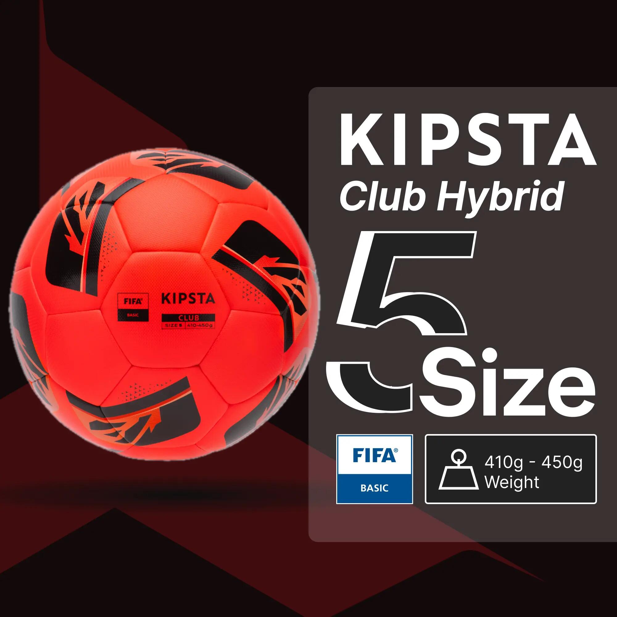 Size 5 FIFA Basic Football Club Hybrid - Red Black -  1