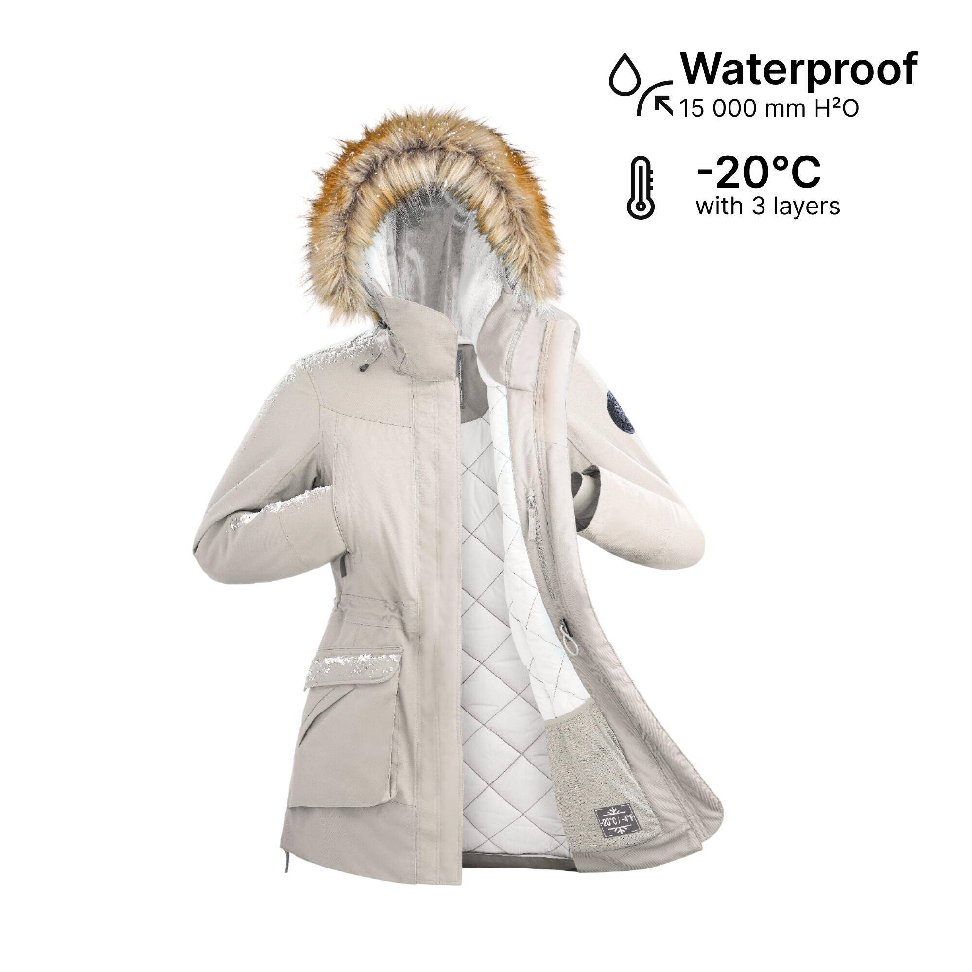 Women's Waterproof Hiking Parka -20°C NH900 - Beige -  2