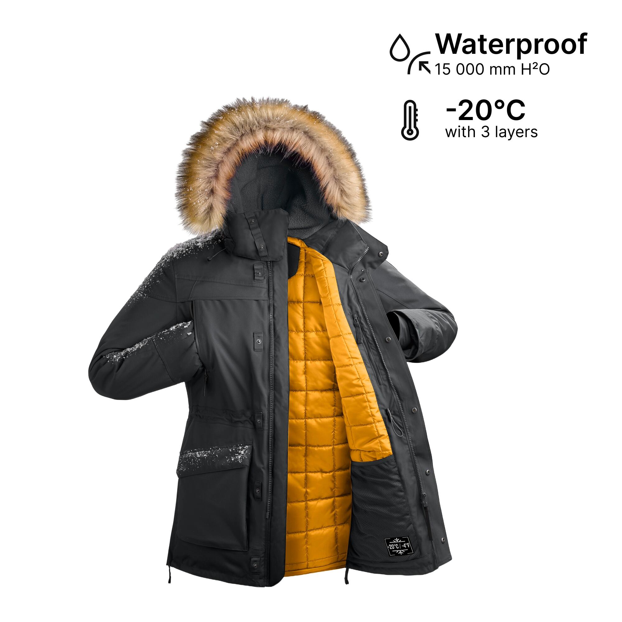 Men’s waterproof hiking parka -20°C, NH900 - Black