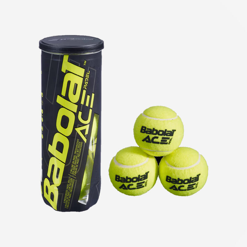 Tubo de 3 pelotas de pádel presurizadas - BABOLAT Padel Ace