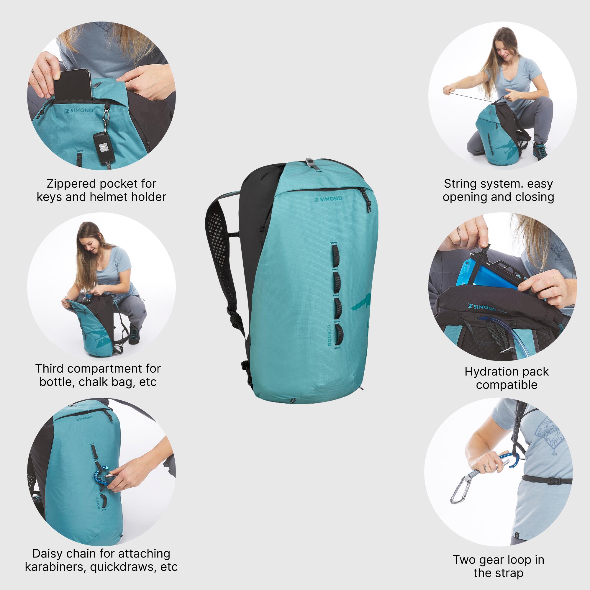 Climbing Backpack 20 Litres ROCK 20 Turquoise