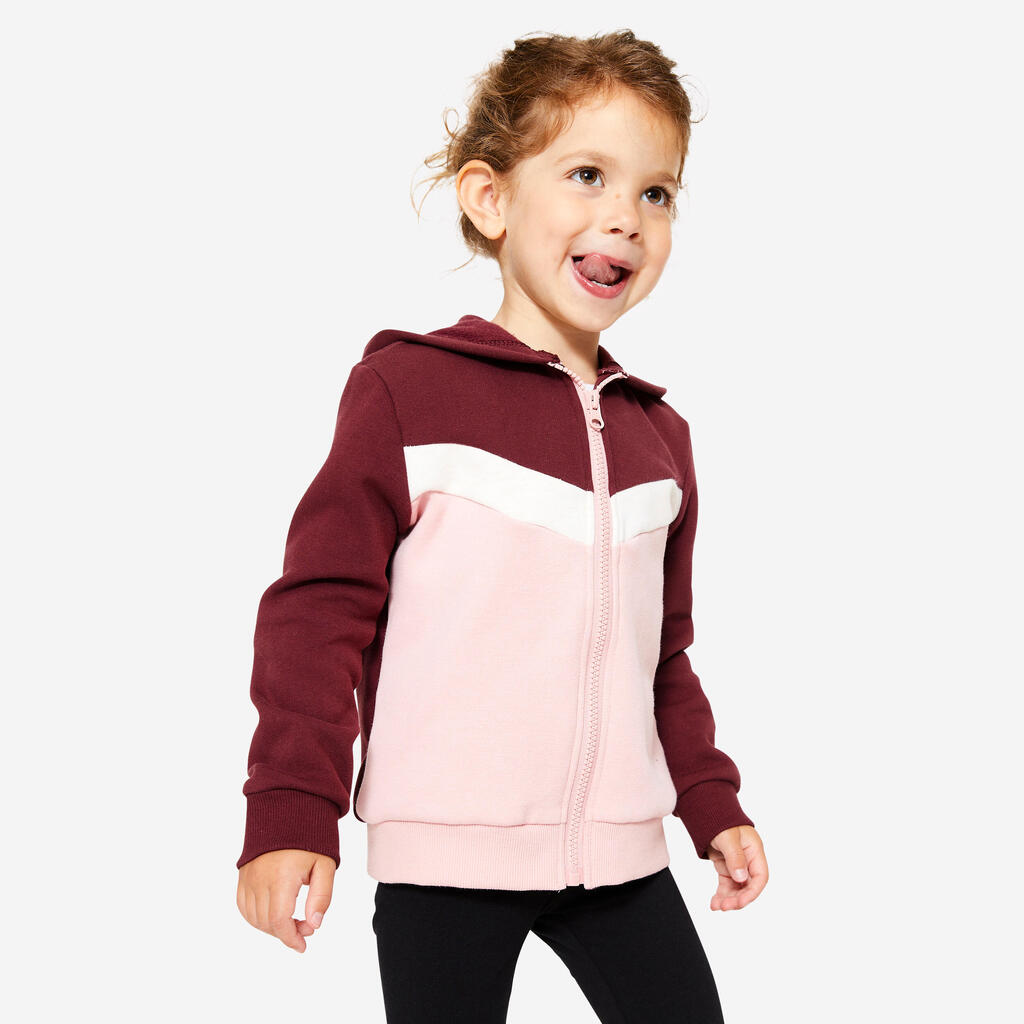 Sudadera básica con cierre burdeos/rosa para niños