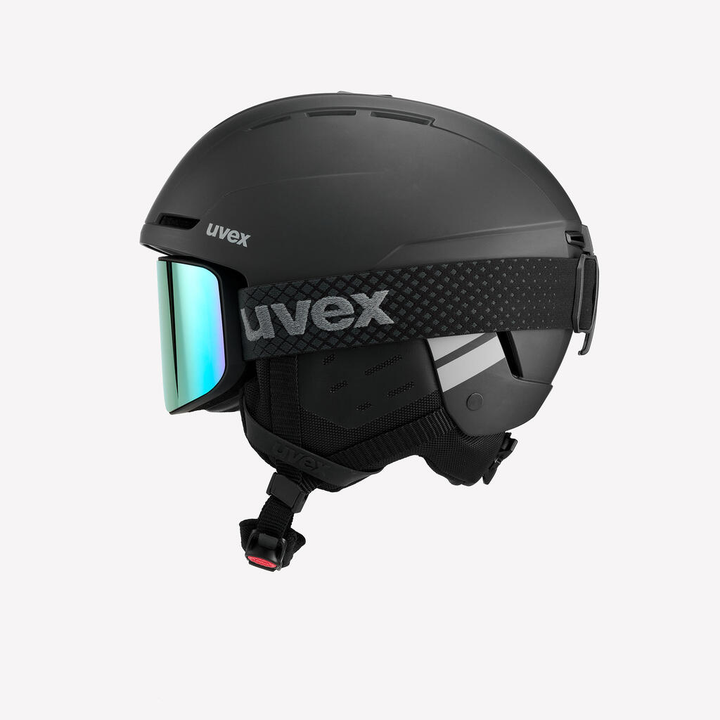 Adult Ski Helmet + Goggles, UVEX Black