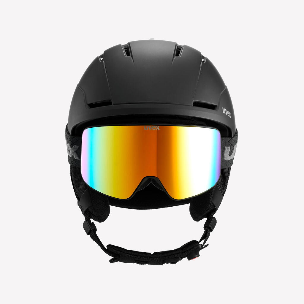 Adult Ski Helmet + Goggles, UVEX Black