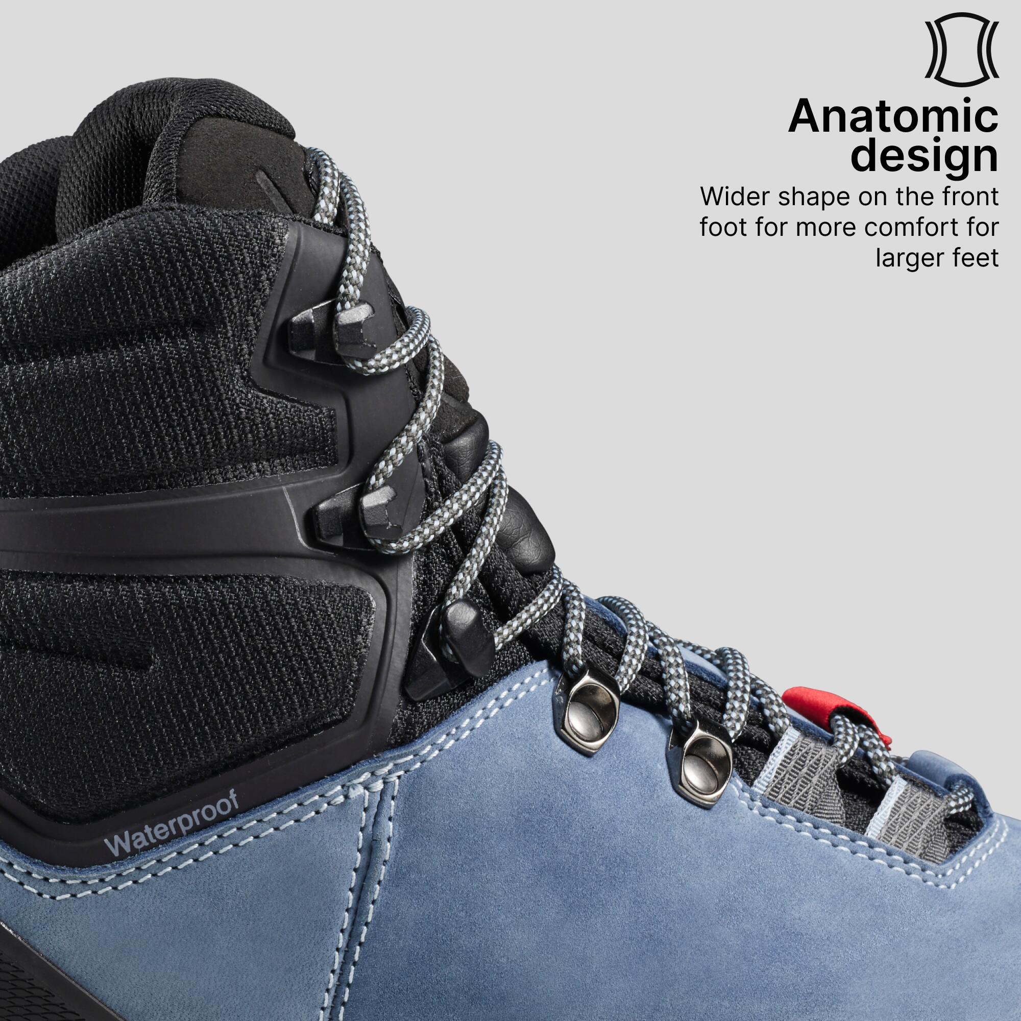 Women's Waterproof Leather High Trekking Boots - MT100