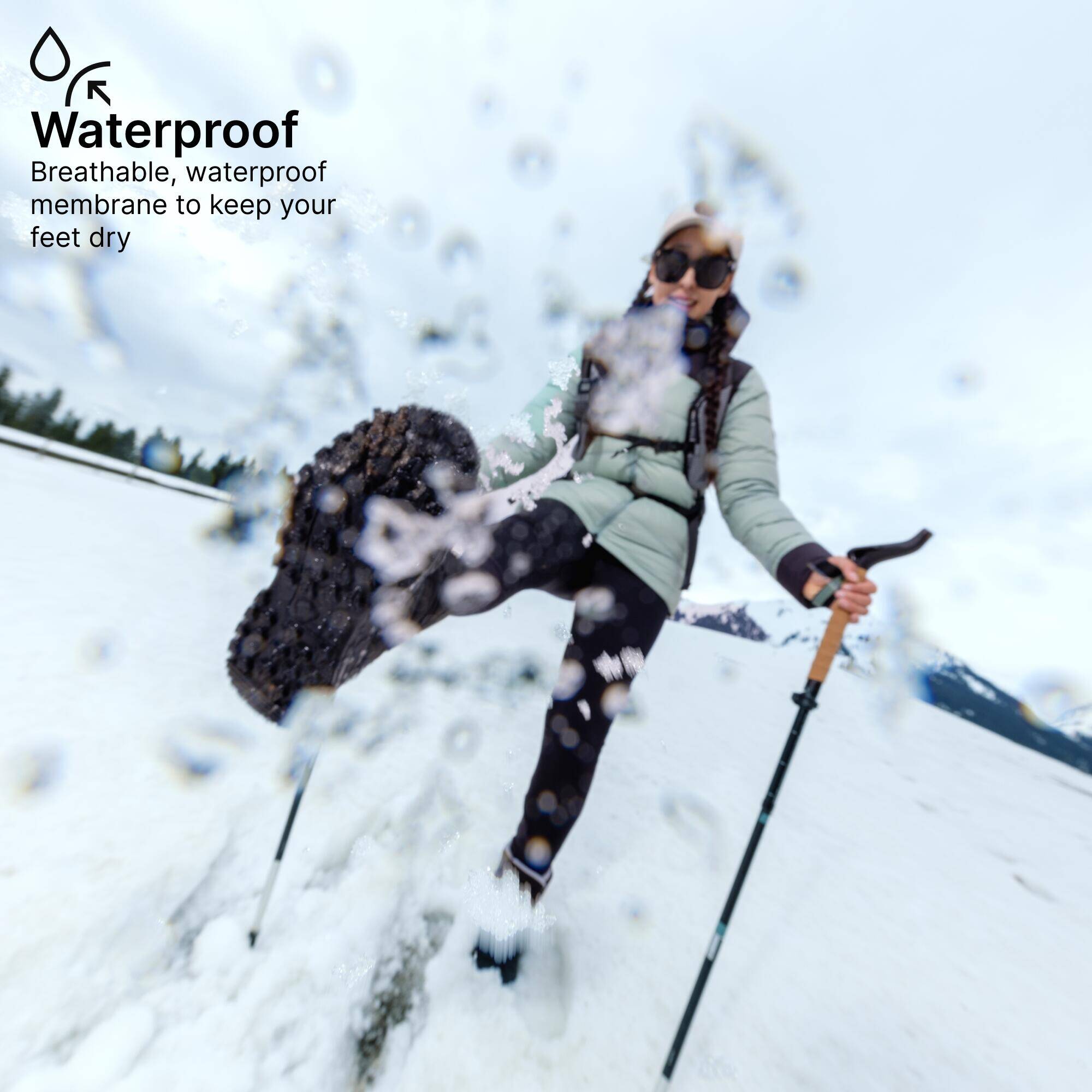 Women’s warm and waterproof snow hiking boots NH100 Rip-tab - Black -  3