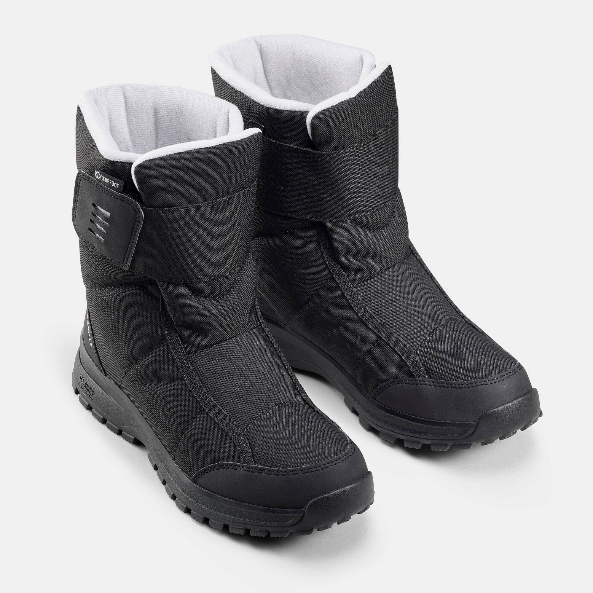 Women’s warm and waterproof snow hiking boots NH100 Rip-tab - Black