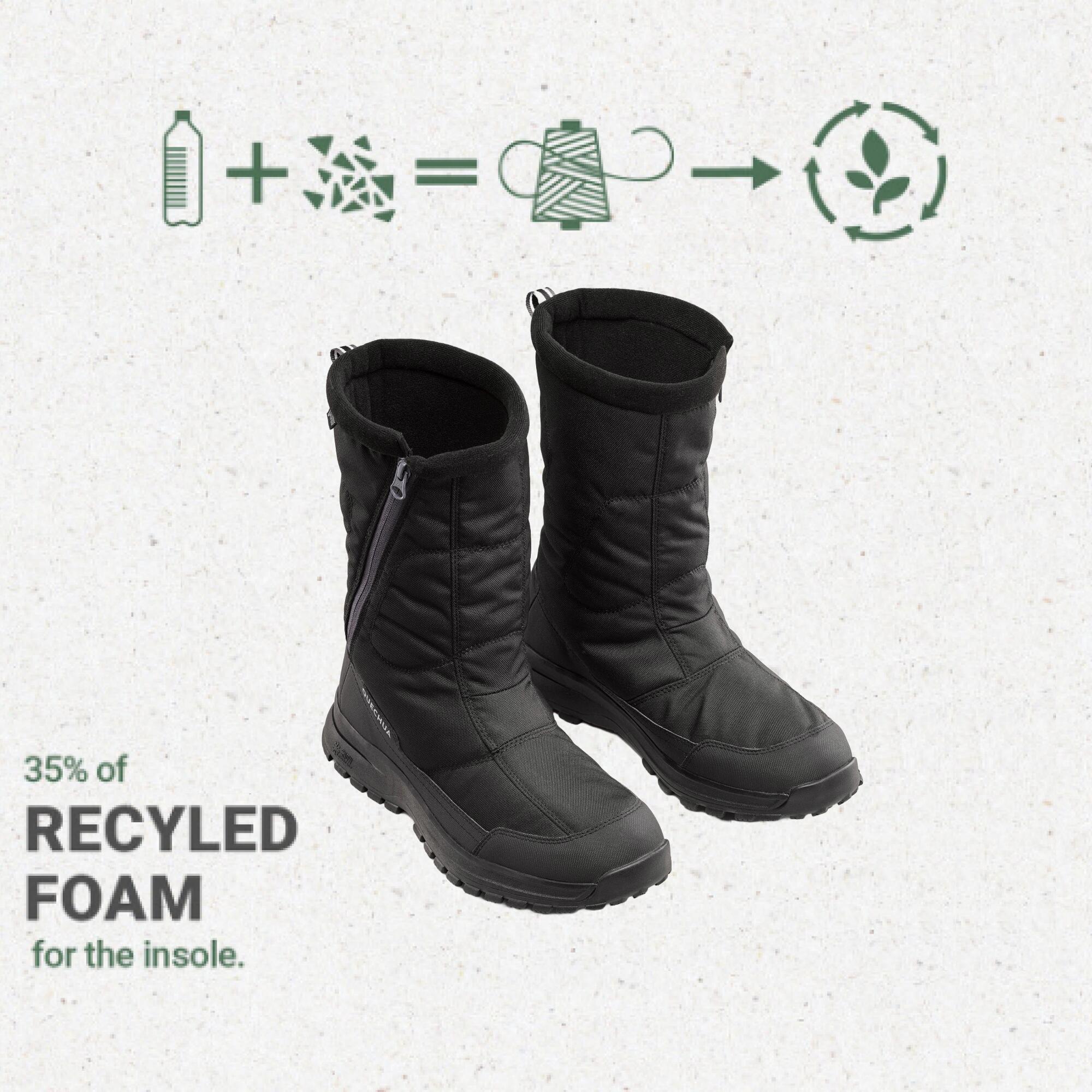 Women's warm and waterproof snow hiking boots NH100 Rip-tab Black