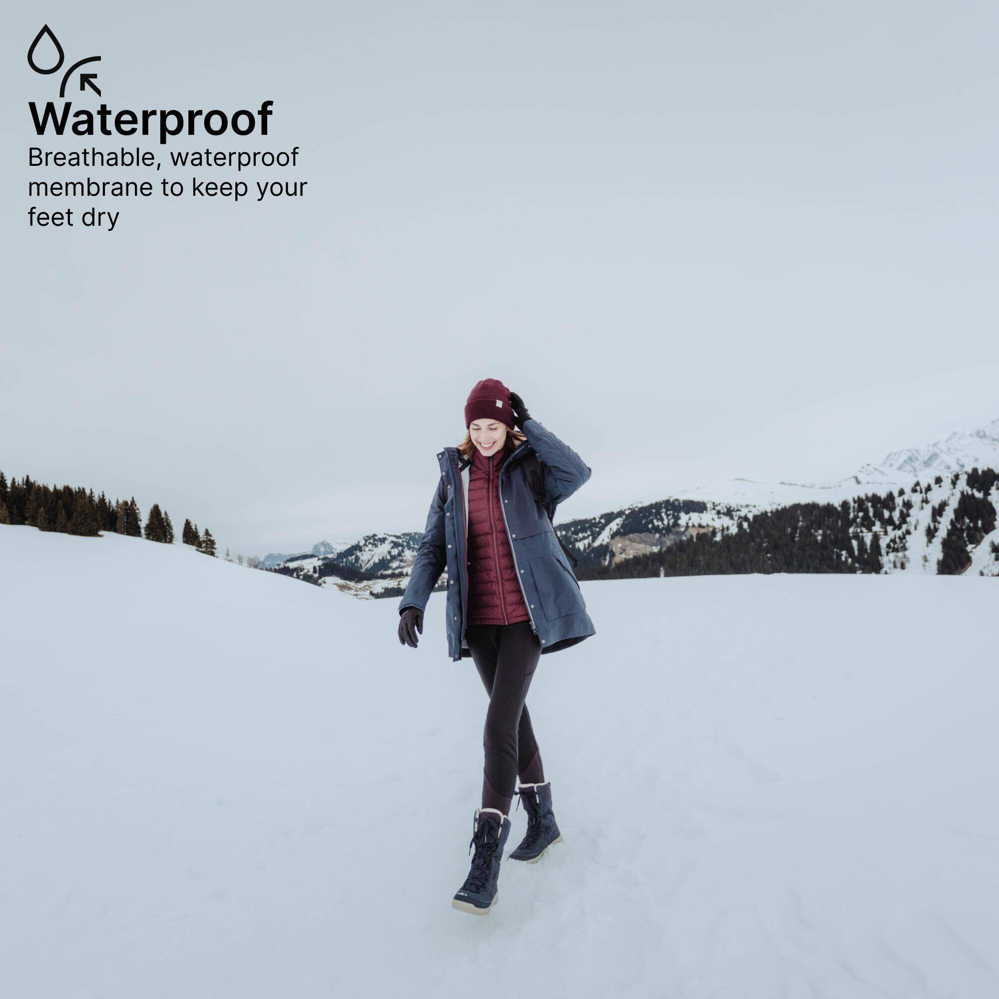 Women’s warm and waterproof snow boots, NH500 High - Blue -  3