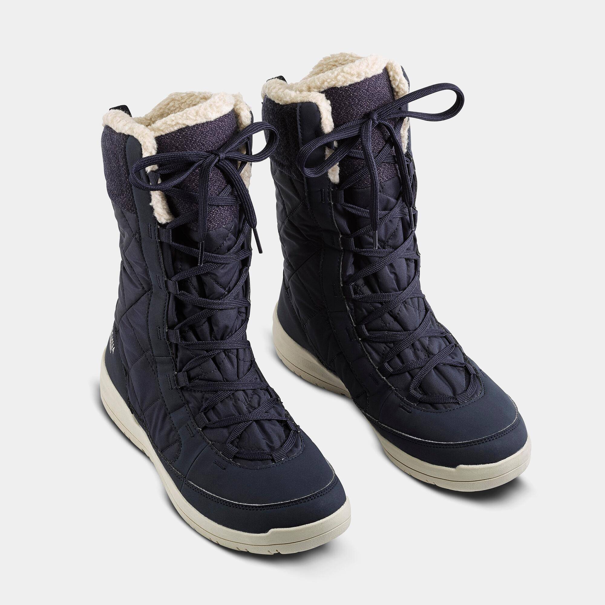 Women’s warm and waterproof snow boots, NH500 High - Blue -  1