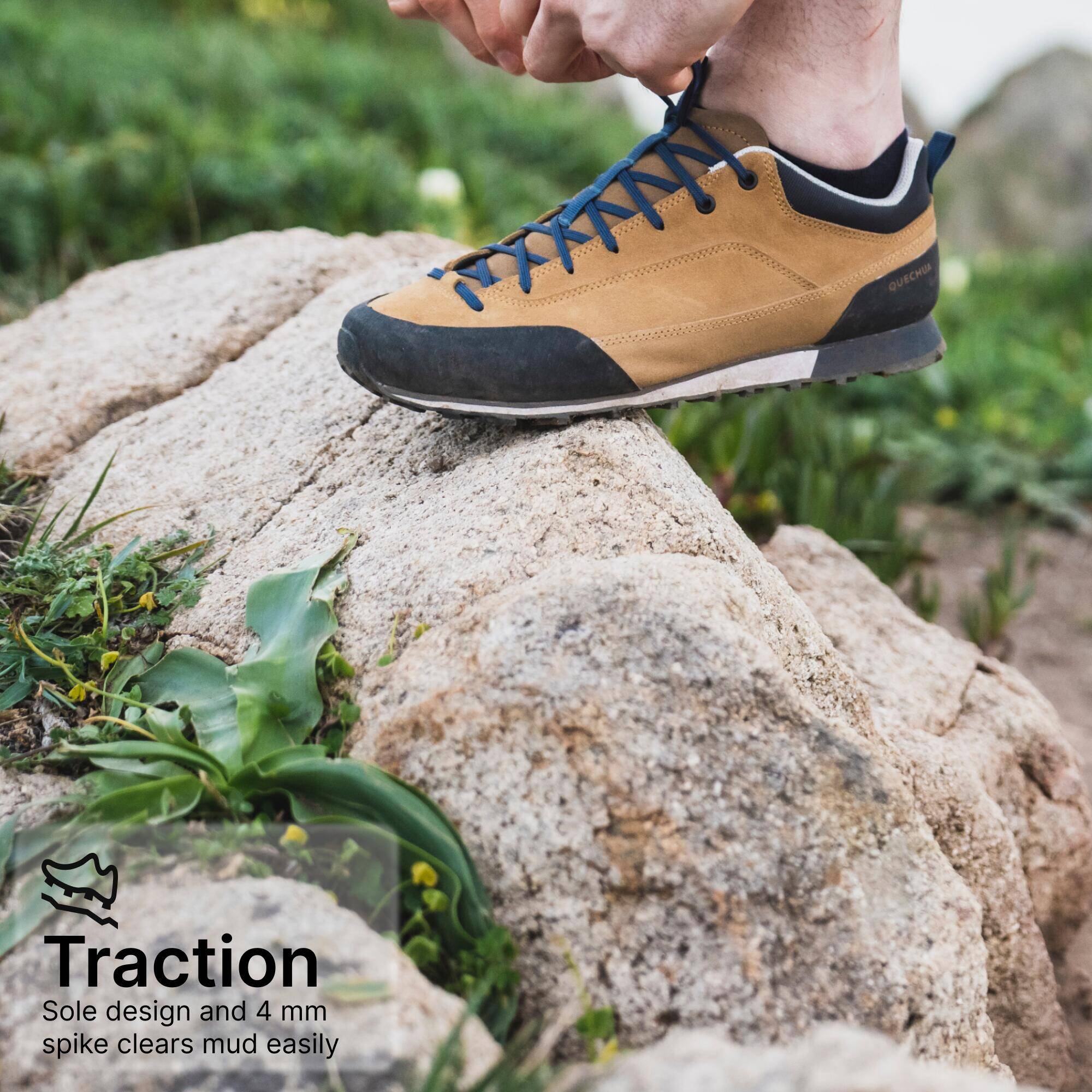 Men Low Ankle Leather Hiking Shoes with Built-in Socks - NH500 -  3