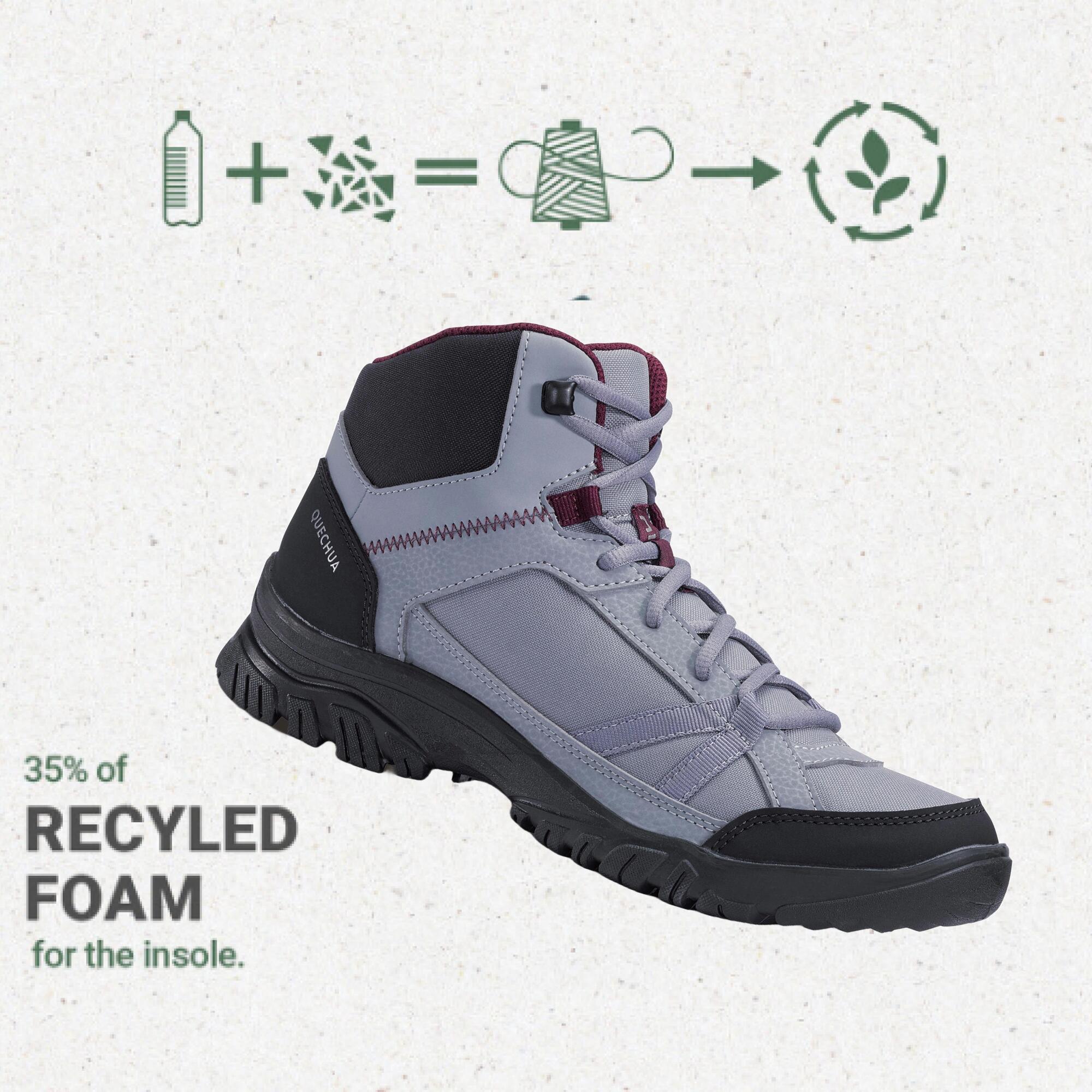 Women Mid Ankle Hiking Shoes Black - NH100