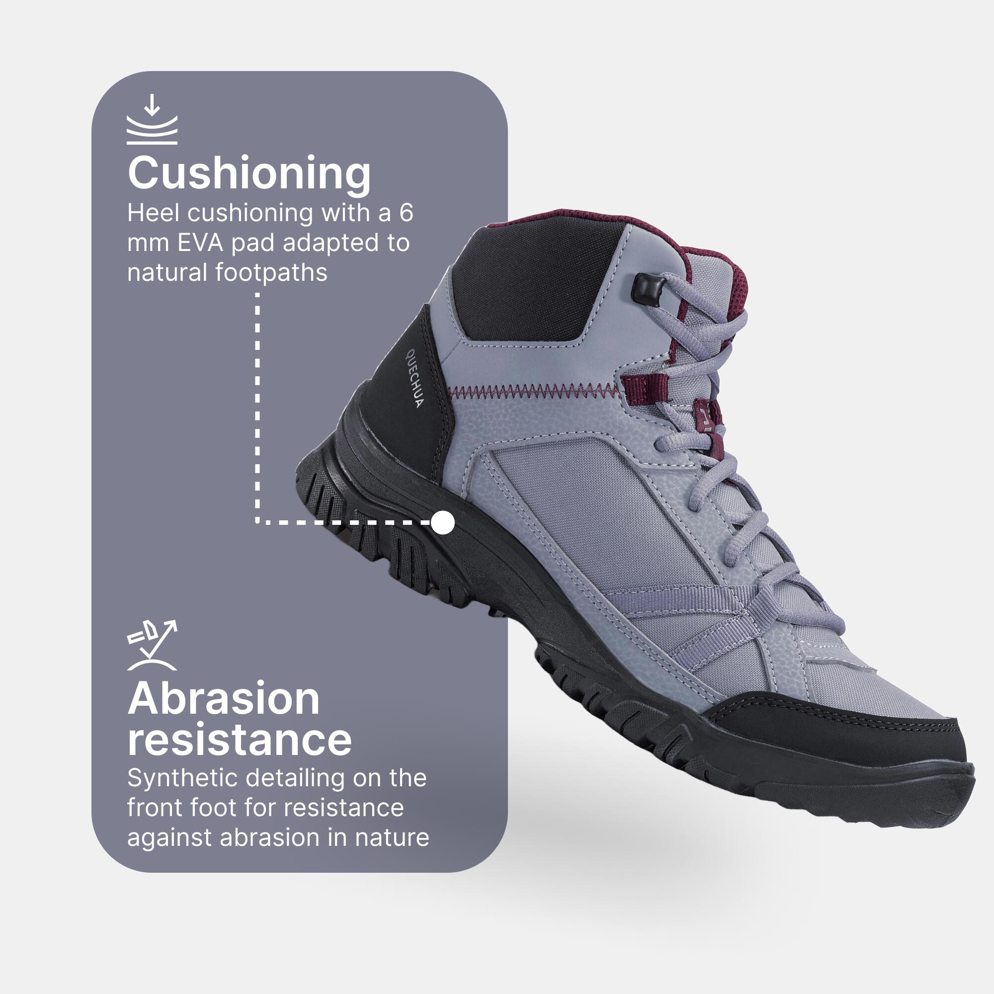 Women Mid Ankle Hiking Shoes Black - NH100