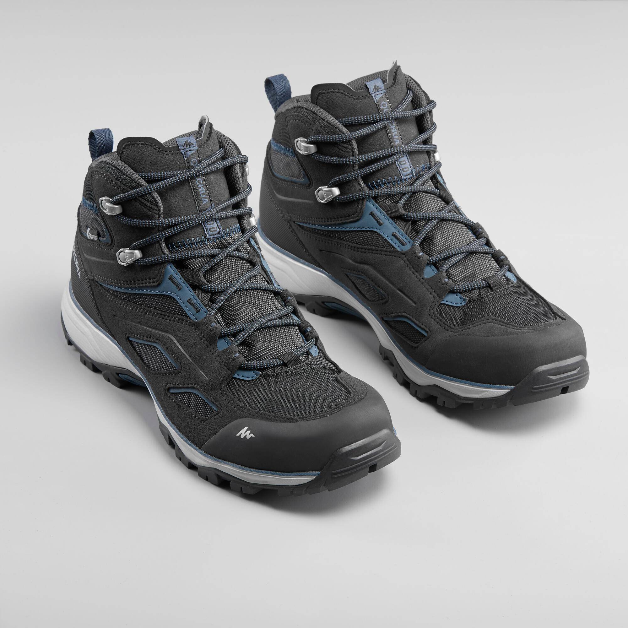 Men Mid Ankle Waterproof Hiking Shoes with Non-Slip Outsole Black - MH100 -  1