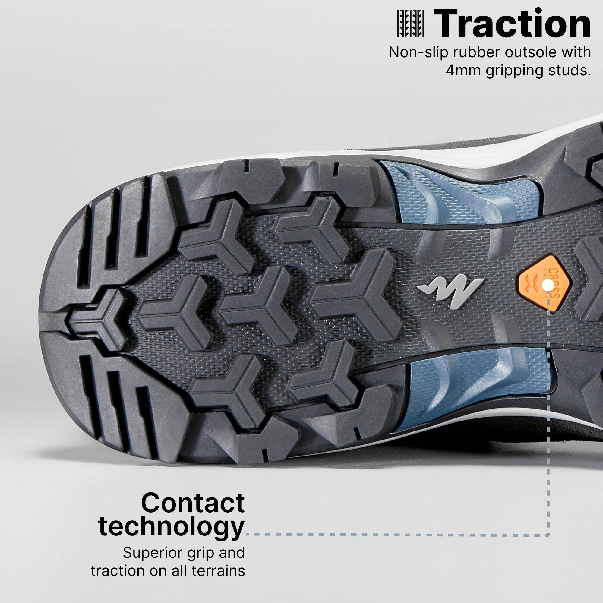 Men Mid Ankle Waterproof Hiking Shoes with Non-Slip Outsole Black - MH100 -  5