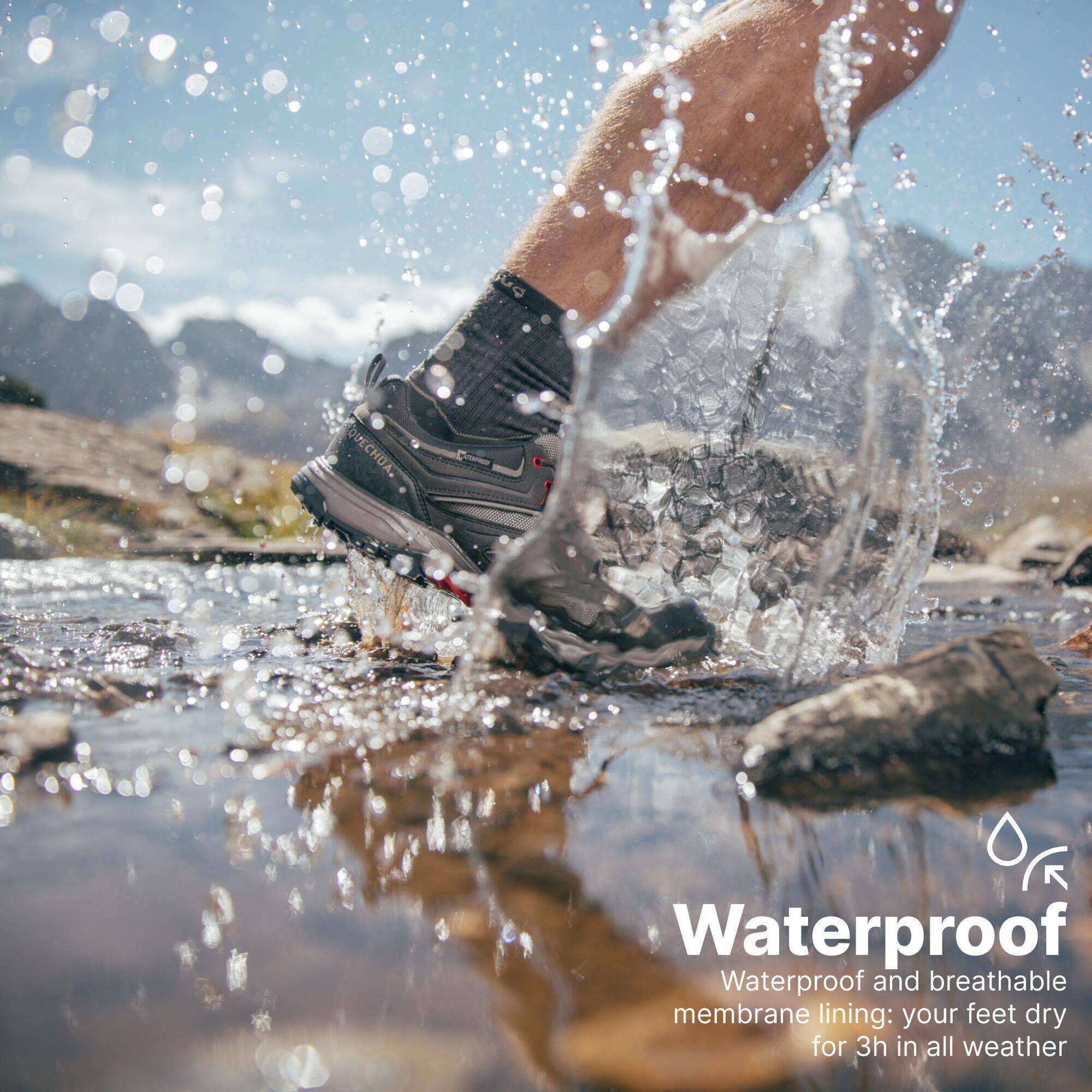 Men Low Ankle Waterproof Hiking Shoes with Non-Slip Outsole Grey - MH100 -  5