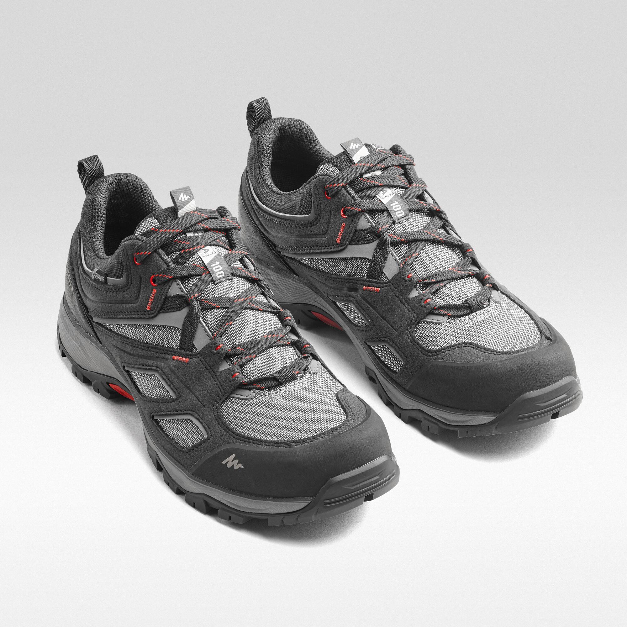 Men’s waterproof mountain hiking boots, MH100 - Grey / Red 2/8