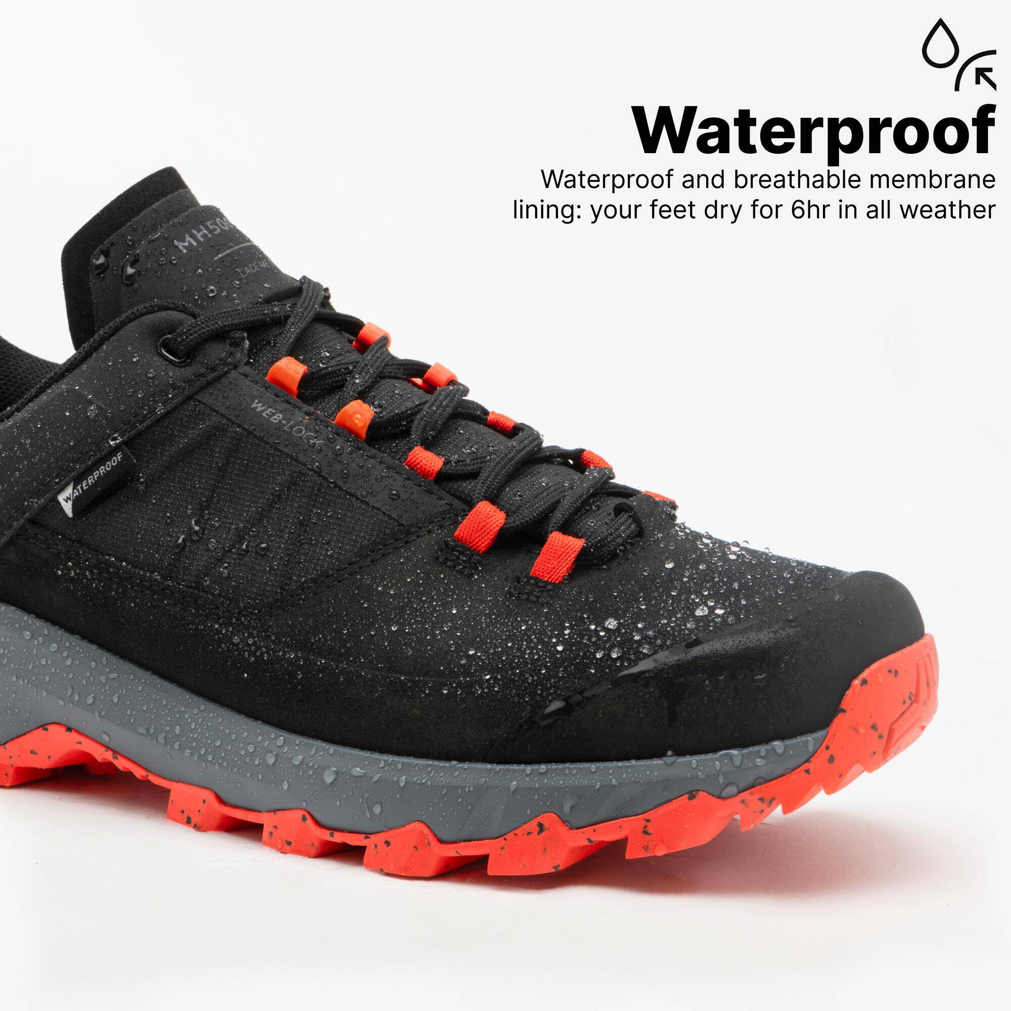 Men Waterproof Hiking Shoes Low Ankle with Cushion Comfort Black - MH500 -  4