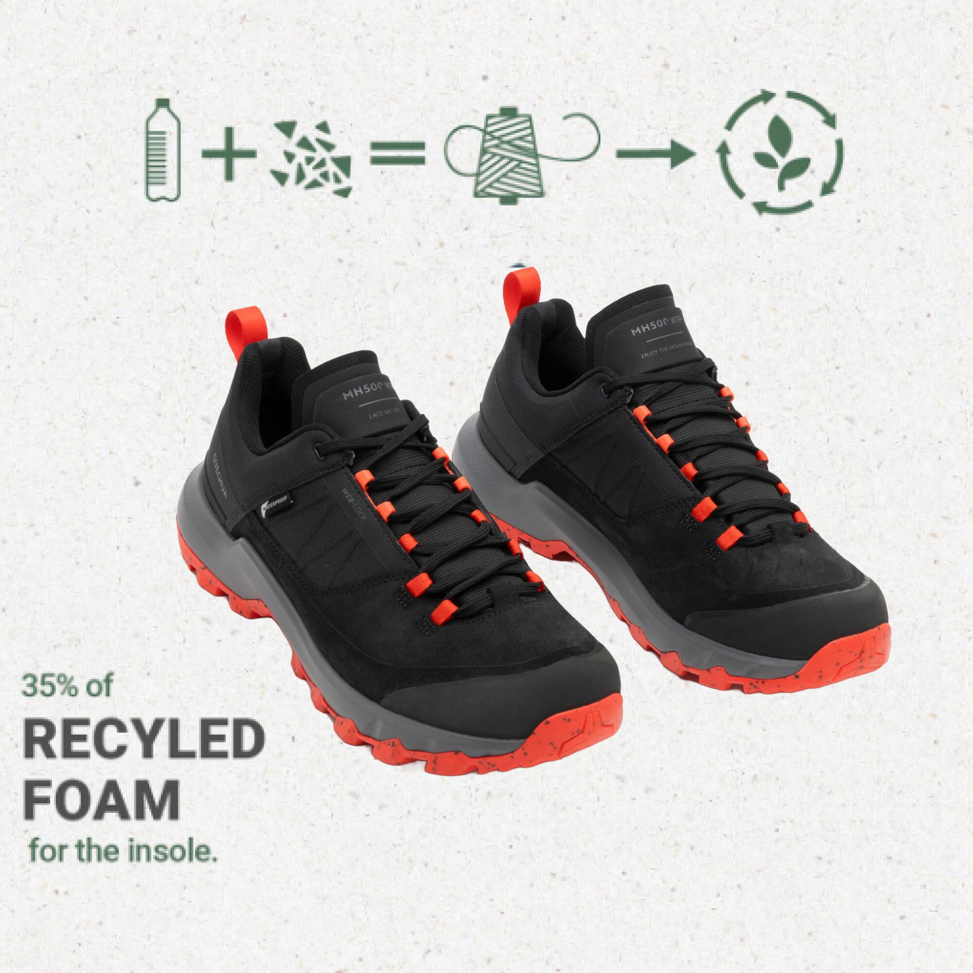 Men Waterproof Hiking Shoes Low Ankle with Cushion Comfort Black - MH500