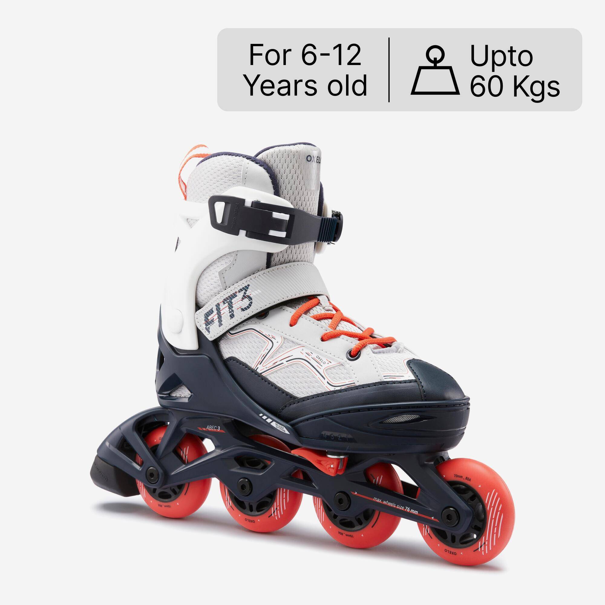 Kids' Inline Fitness Skates Fit3 - Grey/Red -  1