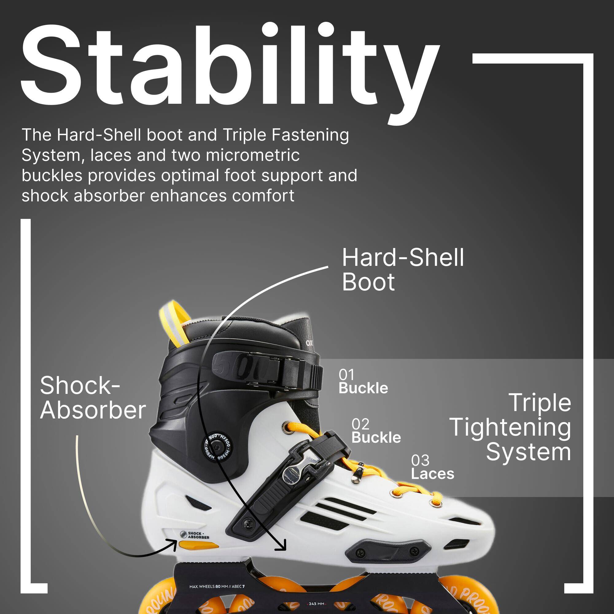 Adult Skating Shoes Inline MF 500 White -  3